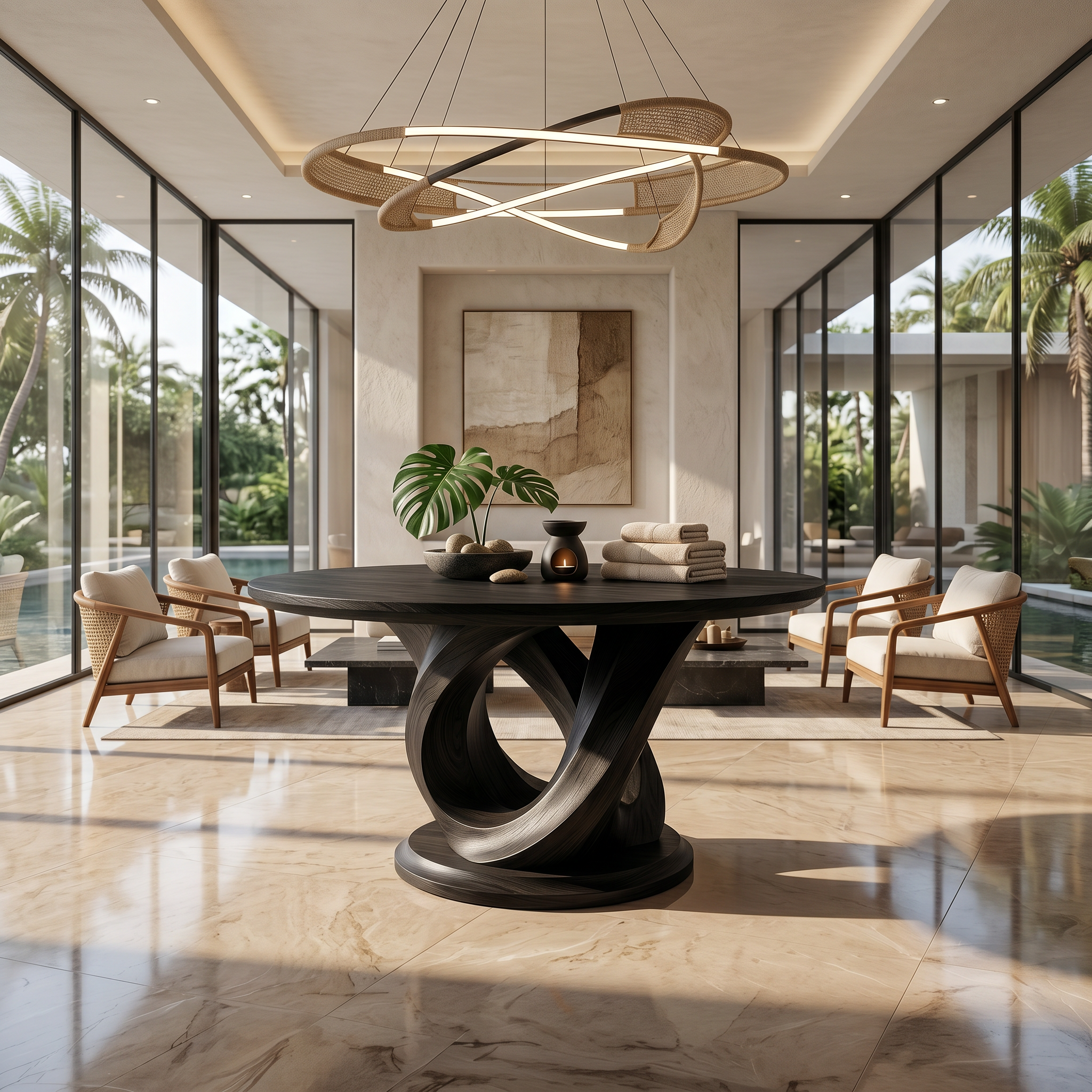 Modern Foyer Table Handcrafted Sculptural Base For Entryway