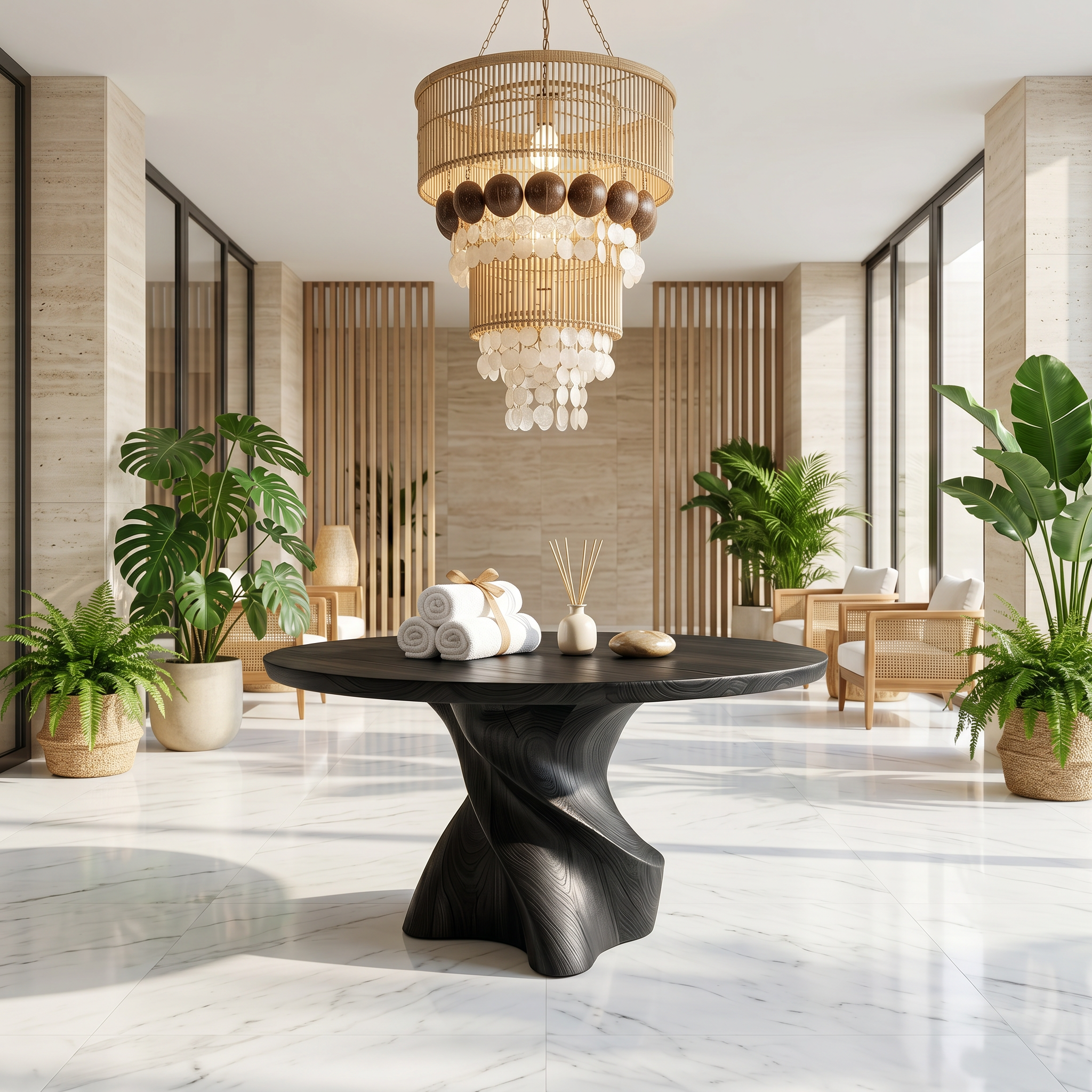 Organic Modern Foyer Table Handcrafted Freeform Design For Luxury Entryway