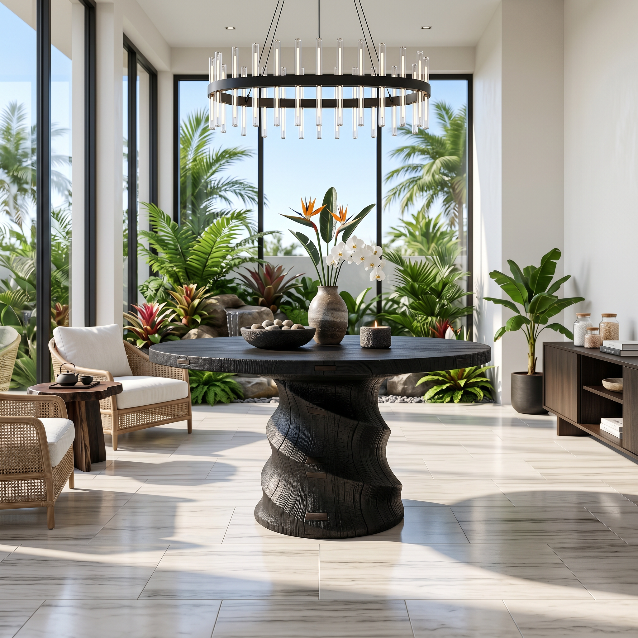 Organic Foyer Table With Sculptural Spiral Design For Foyer And Entryway