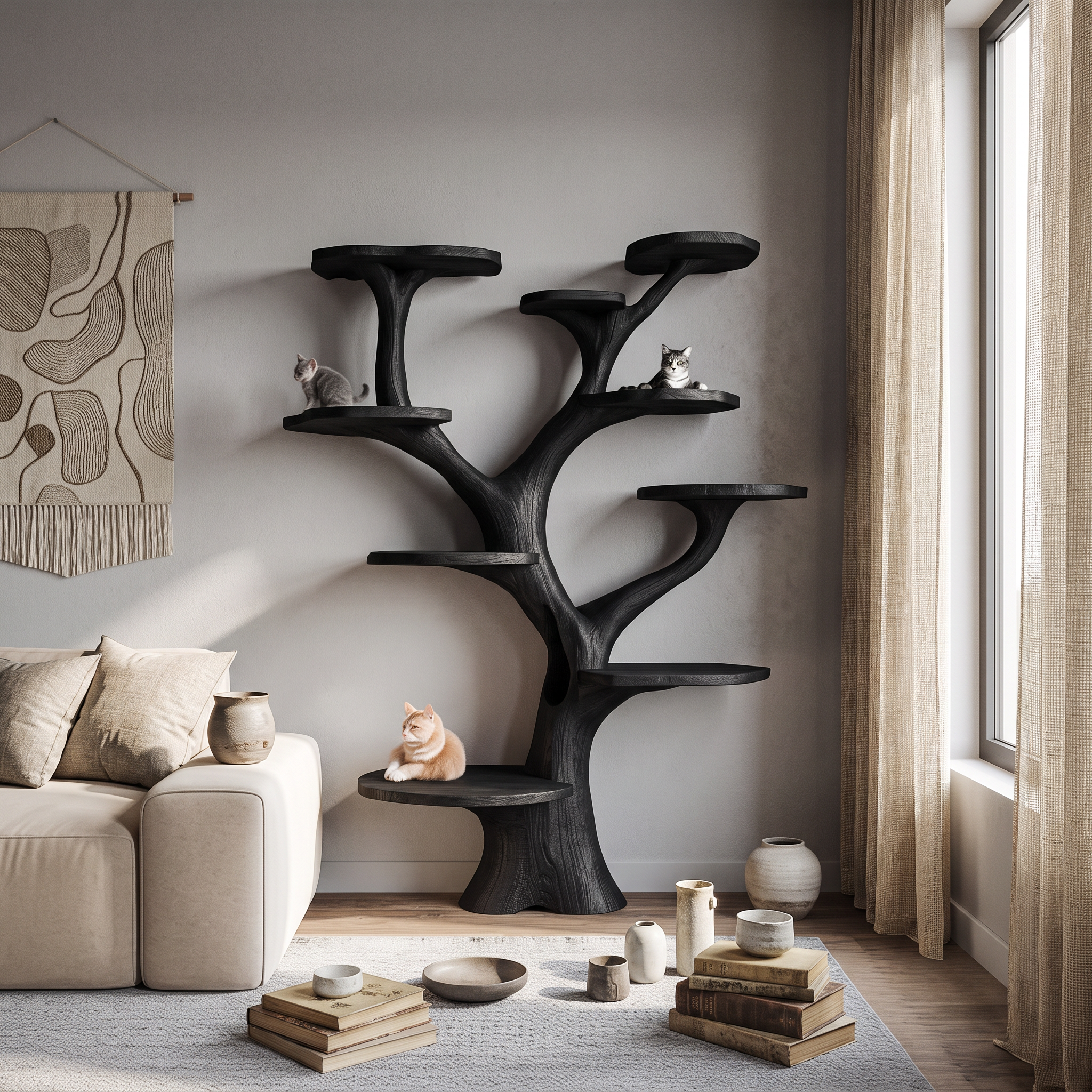 Rustic Handcrafted Cat Tree Furniture Contemporary Interiors