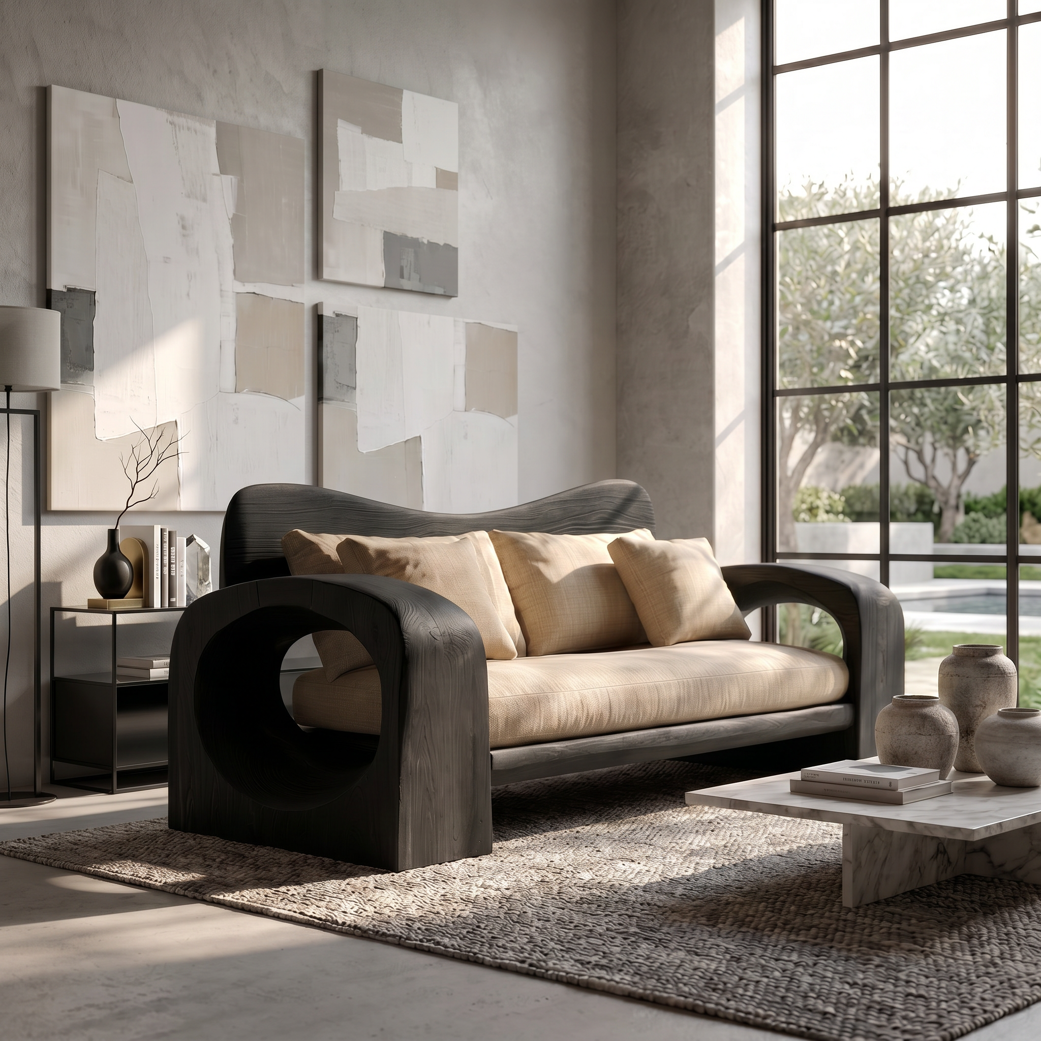 Organic Sofa Frame With Handcrafted Solid Wood Structure For Living Room