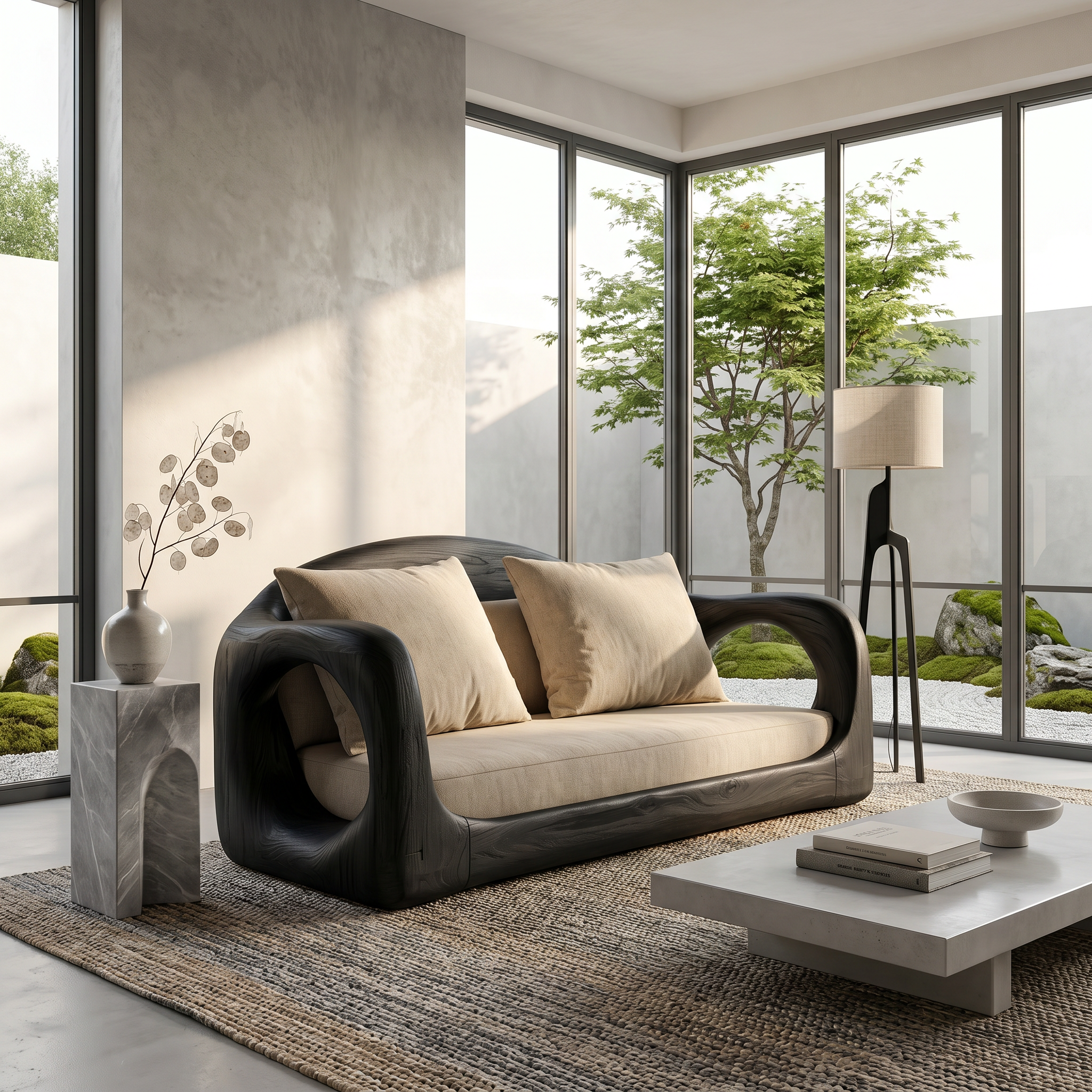 Rustic Sofa Frame With Organic Loop Wood Design For Living Room