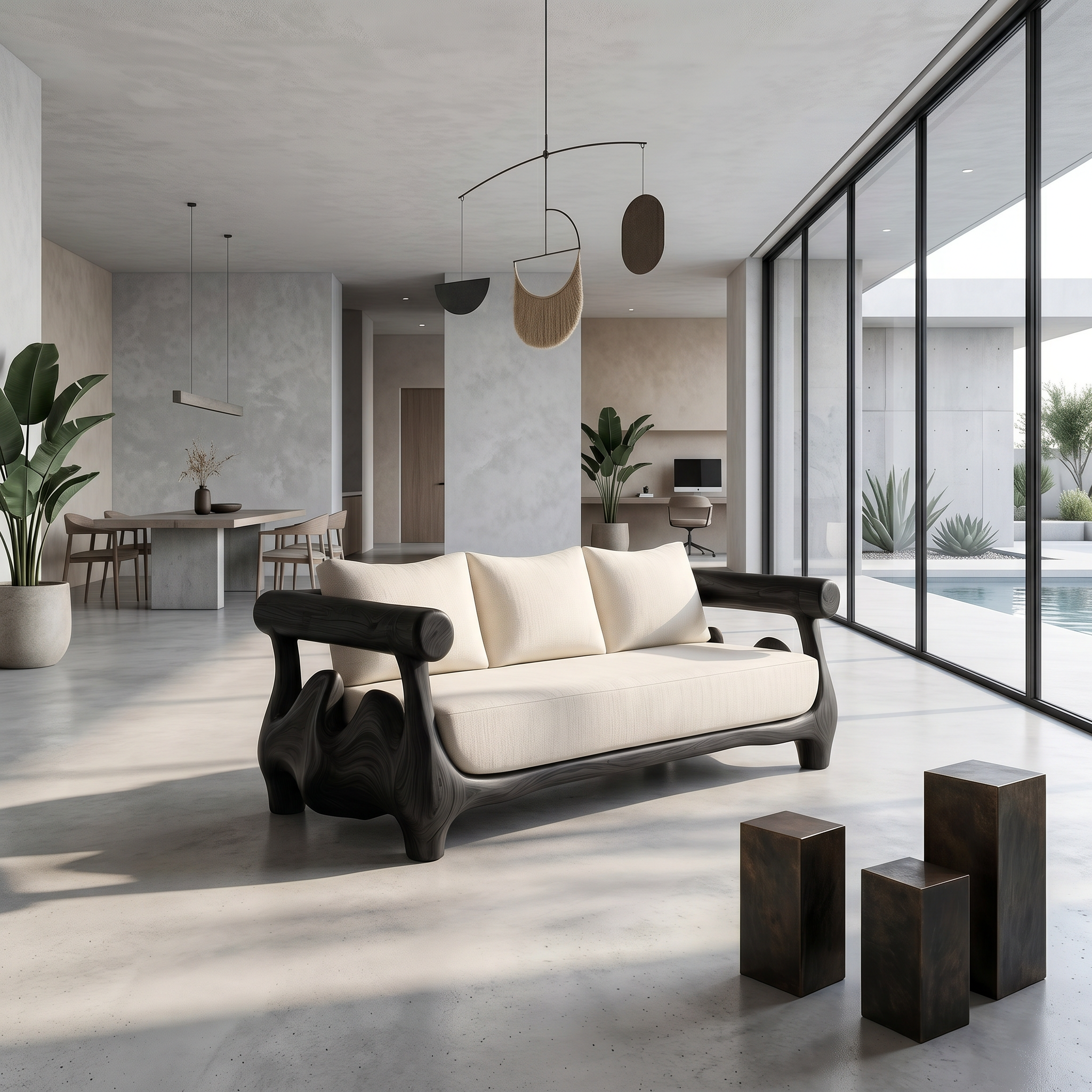Statement Sofa Frame With Sculptural Tree Inspired Structure For Living Room