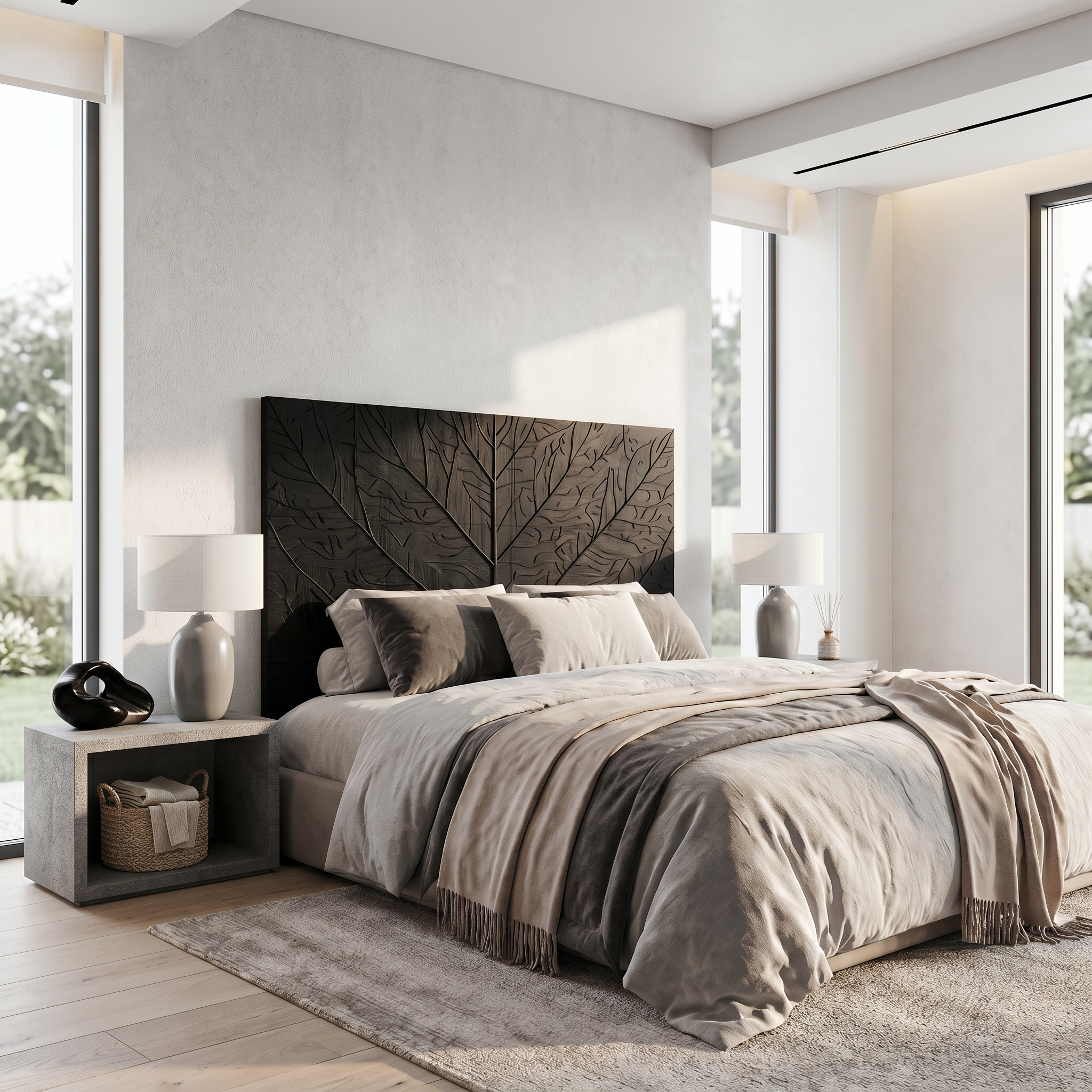 Contemporary Tree Ring Headboard Wooden Bed Headboard For Bedroom