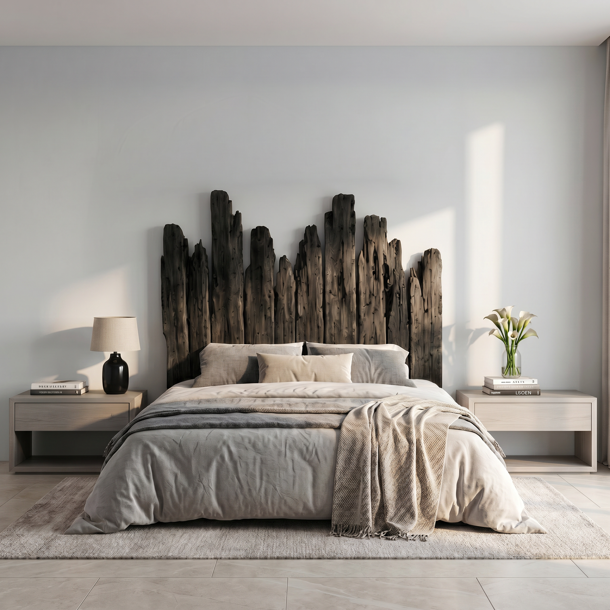 Rustic Skyline Headboard Wooden Bed Headboard For Bedroom