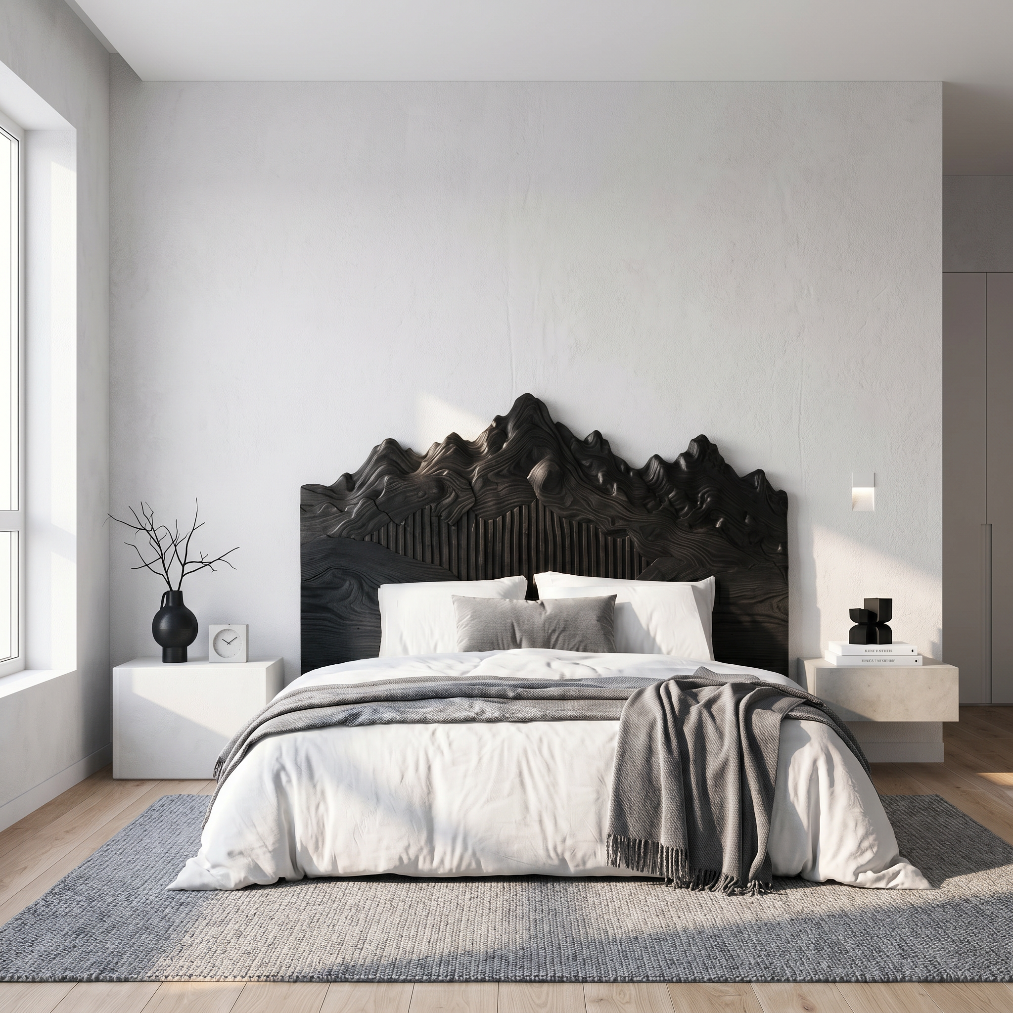 Rustic Mountain Peak Headboard Wooden Bed Headboard For Bedroom