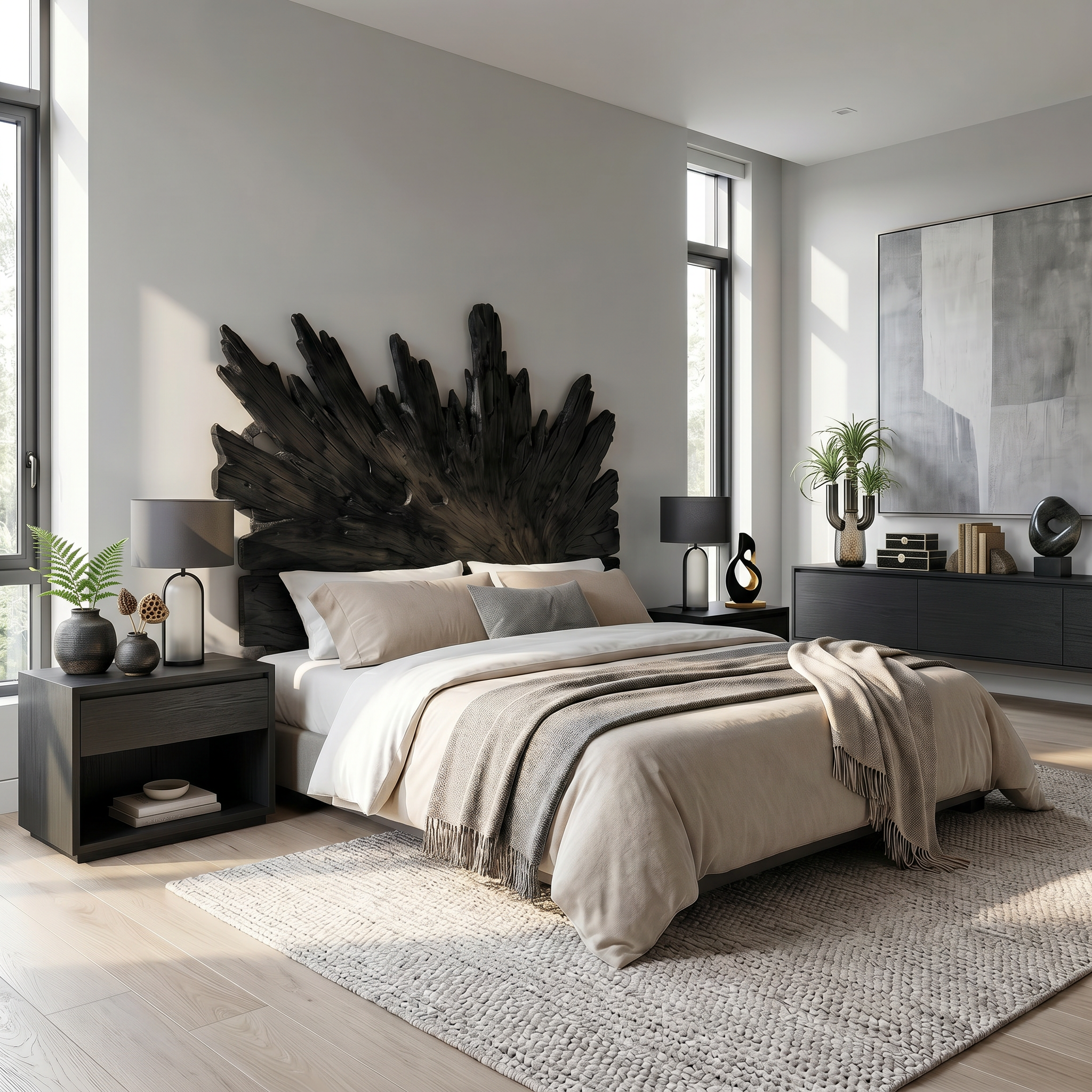 Art Deco Sunburst Headboard Wooden Bed Headboard For Bedroom
