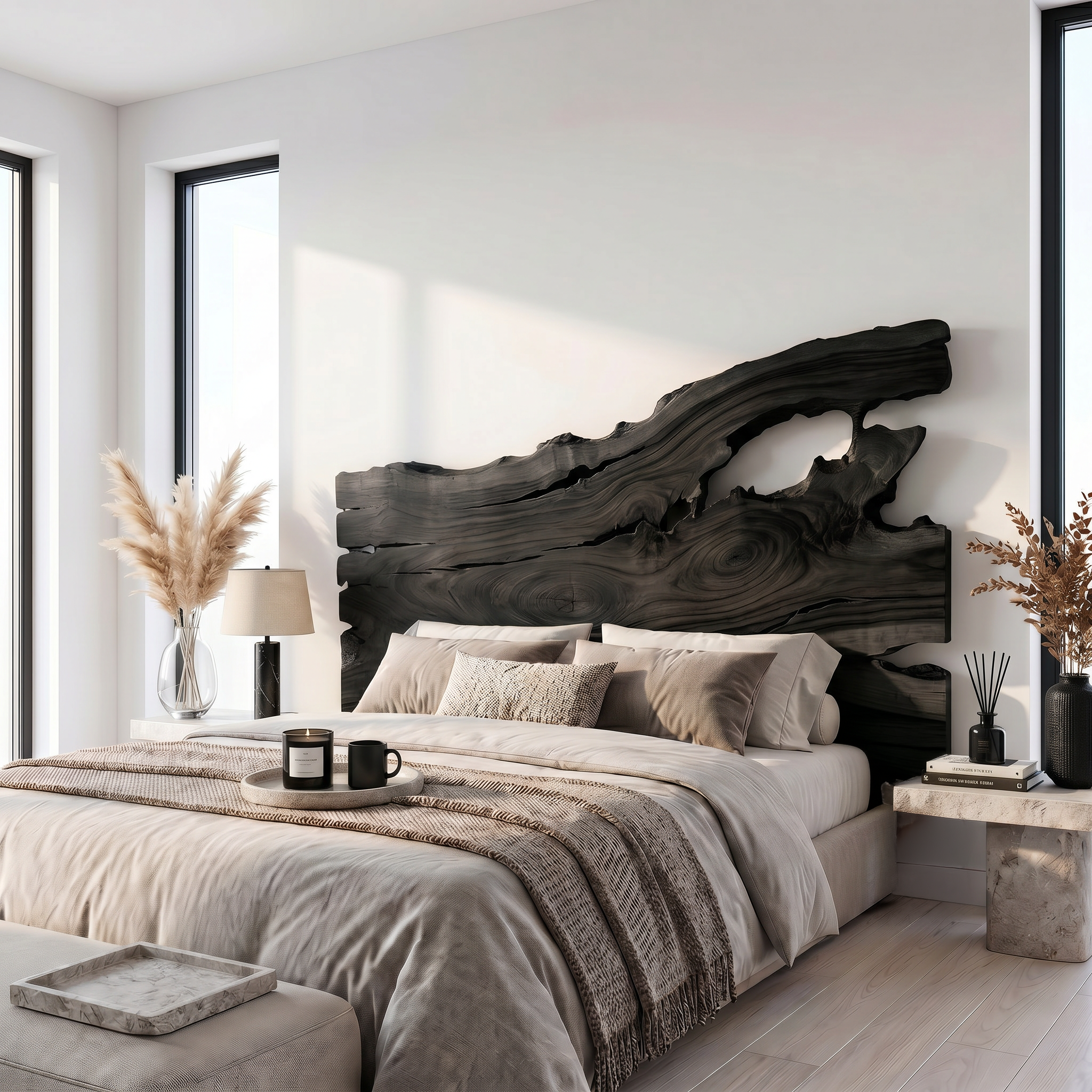 Organic Driftwood Headboard Wooden Bed Headboard For Bedroom