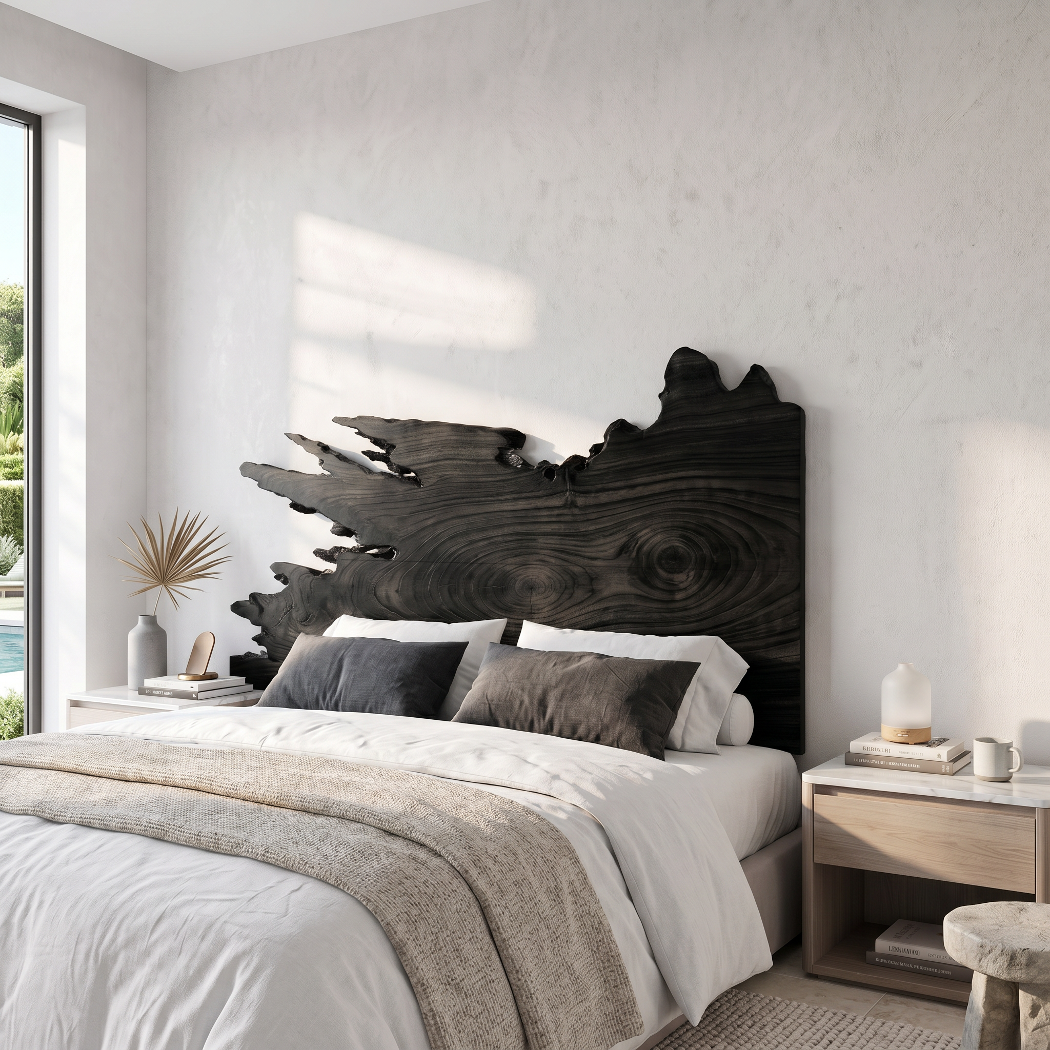 Organic Split Edge Headboard Wooden Bed Headboard For Bedroom