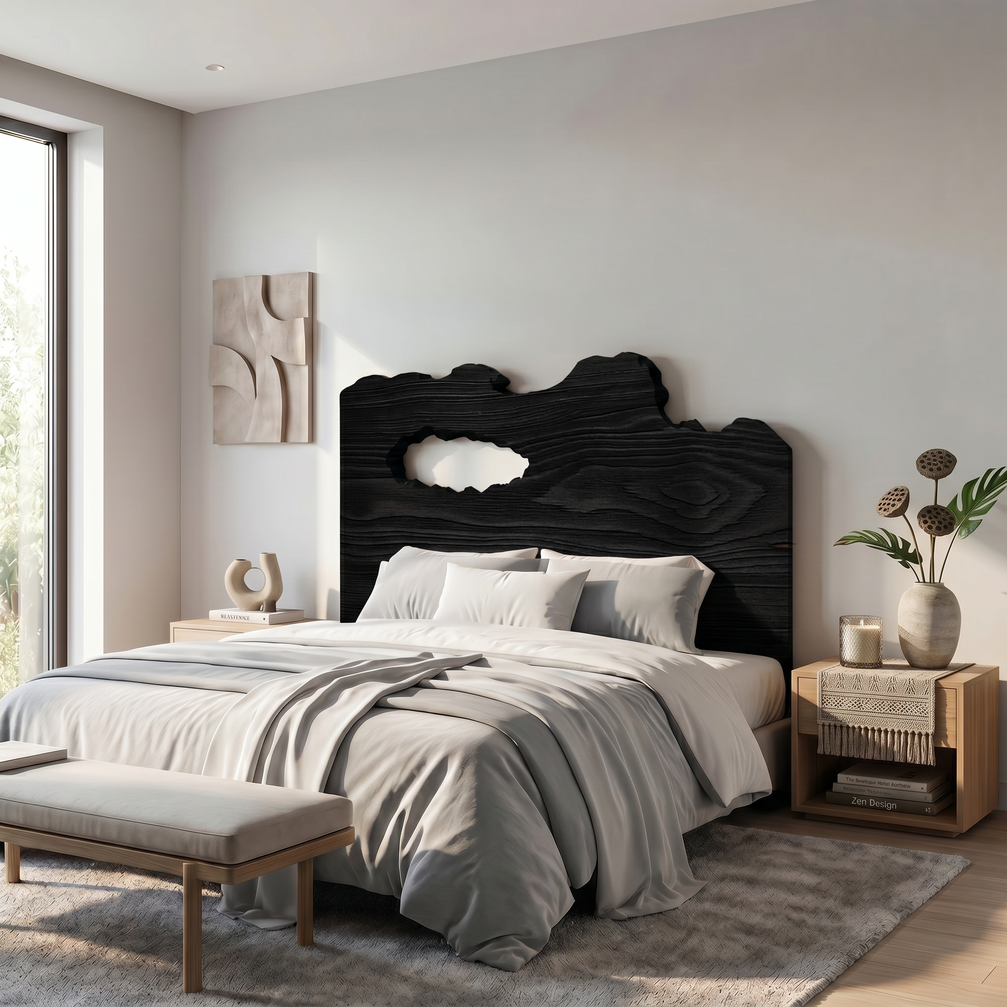 Rustic Natural Knot Headboard Wooden Bed Headboard For Bedroom