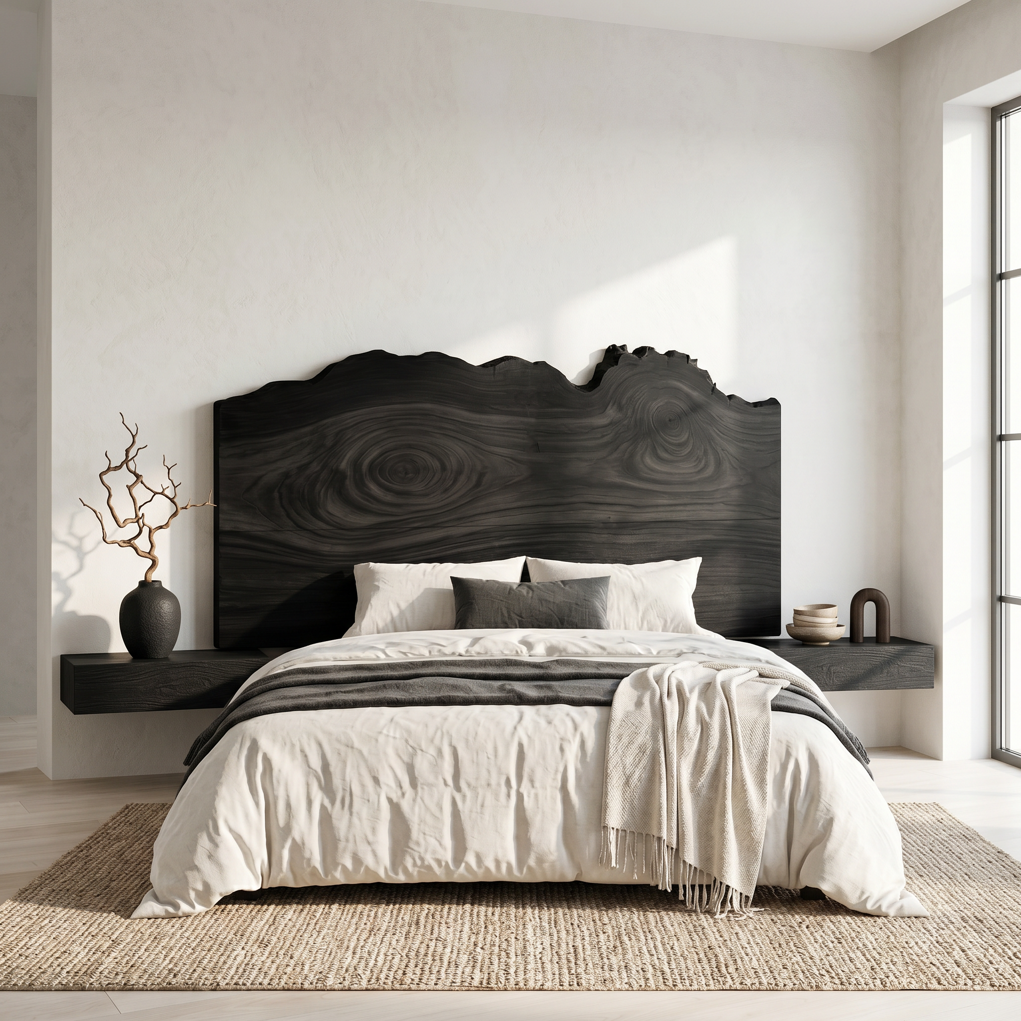 Organic Natural Edge Headboard Wooden Bed Headboard For Bedroom