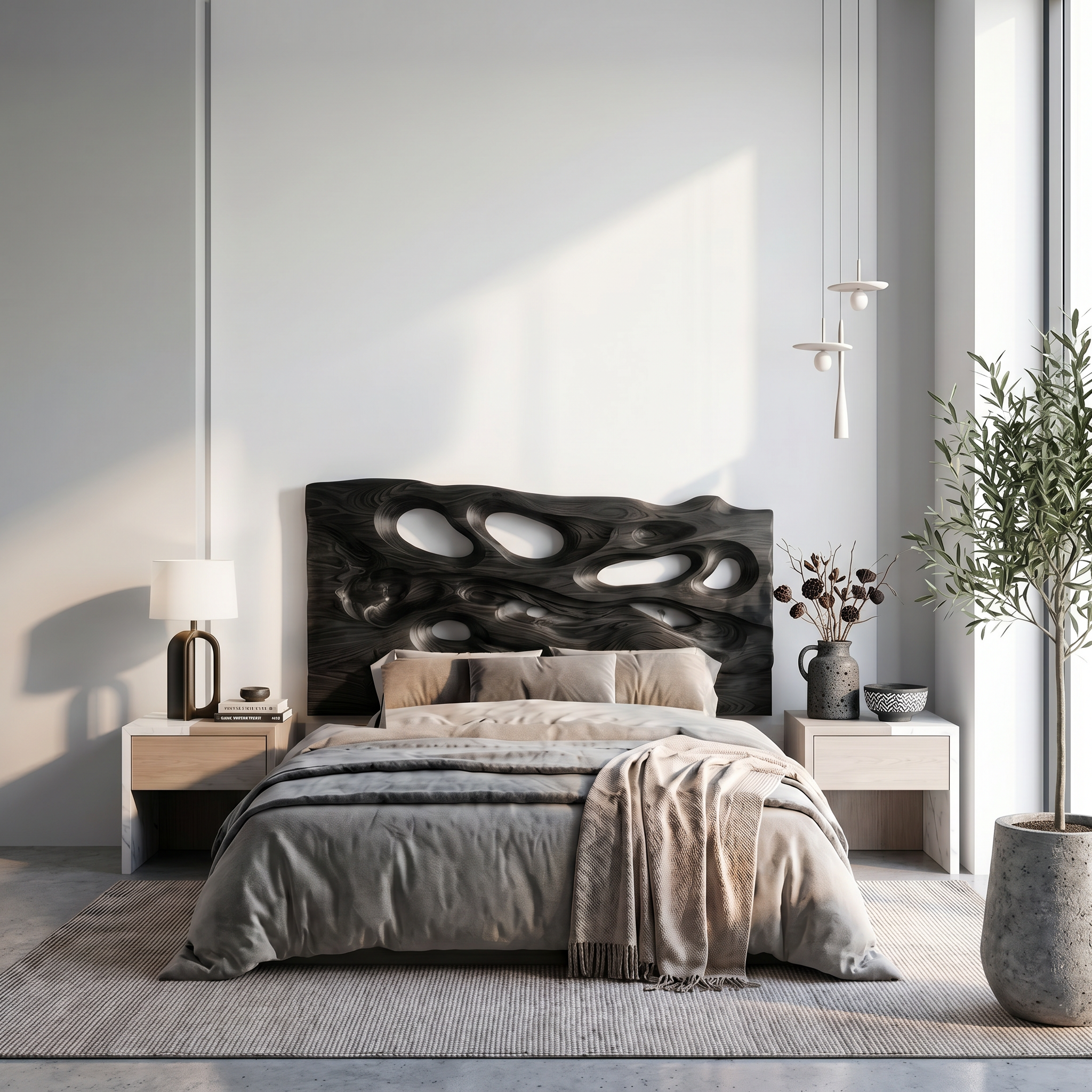 Contemporary Cutout Headboard Wooden Bed Headboard For Bedroom