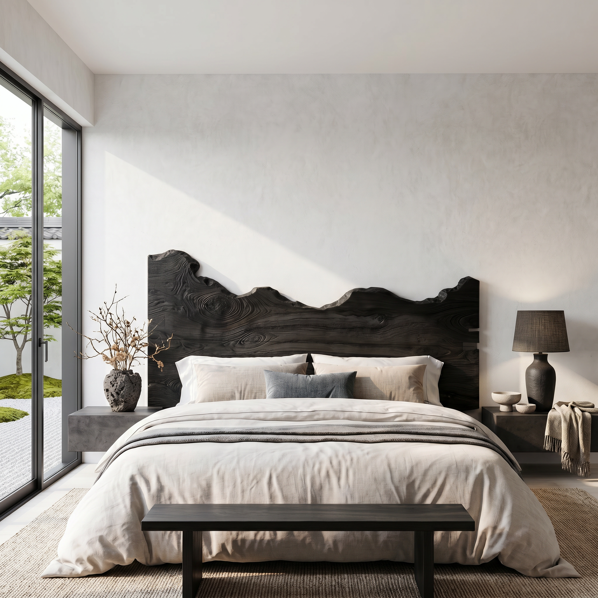 Contemporary Live Edge Wood Headboard For Bedroom
