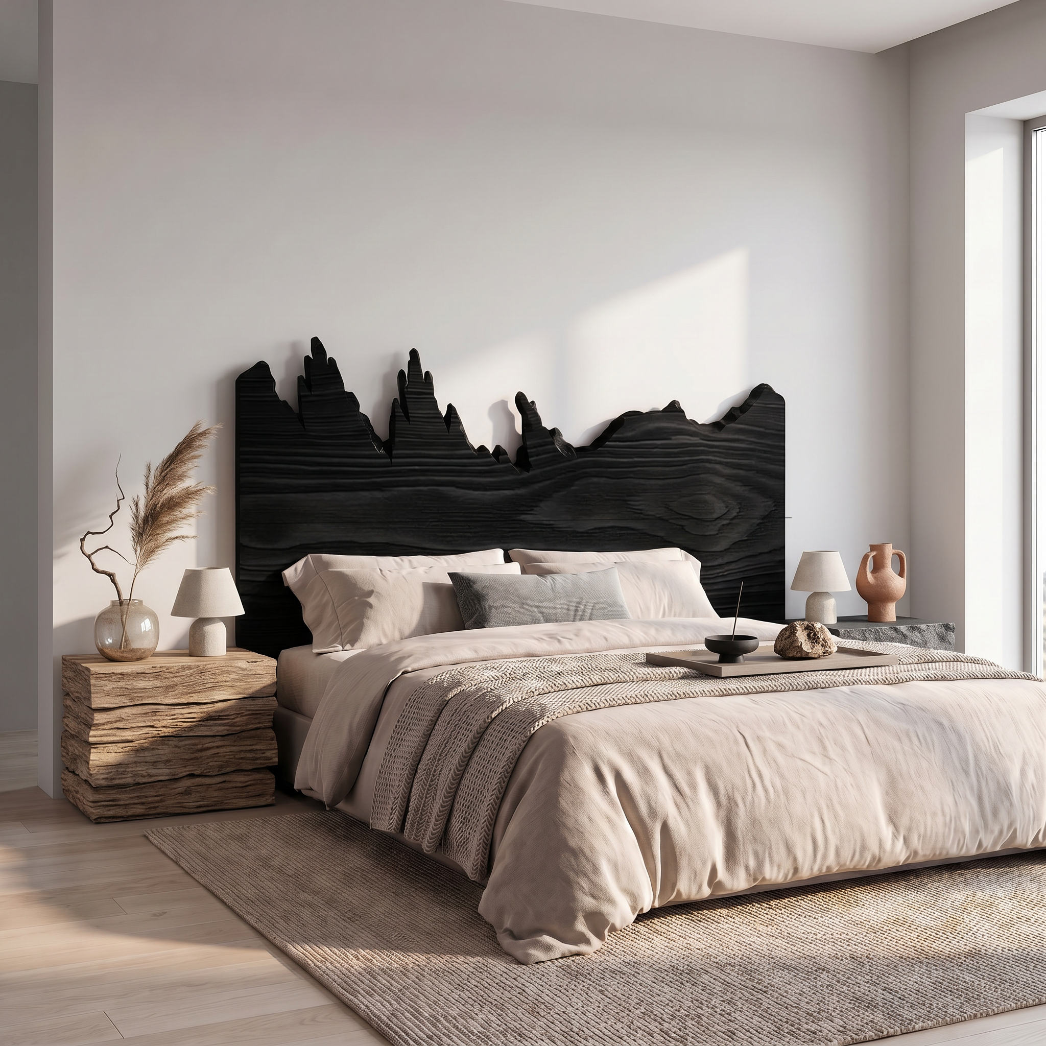 Rustic Mountain Ridge Headboard Wooden Bed Headboard For Bedroom