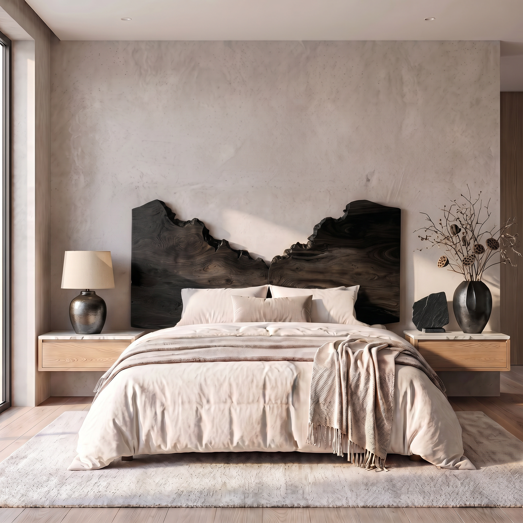 Organic Live Edge Headboard Wooden Bed Headboard For Bedroom