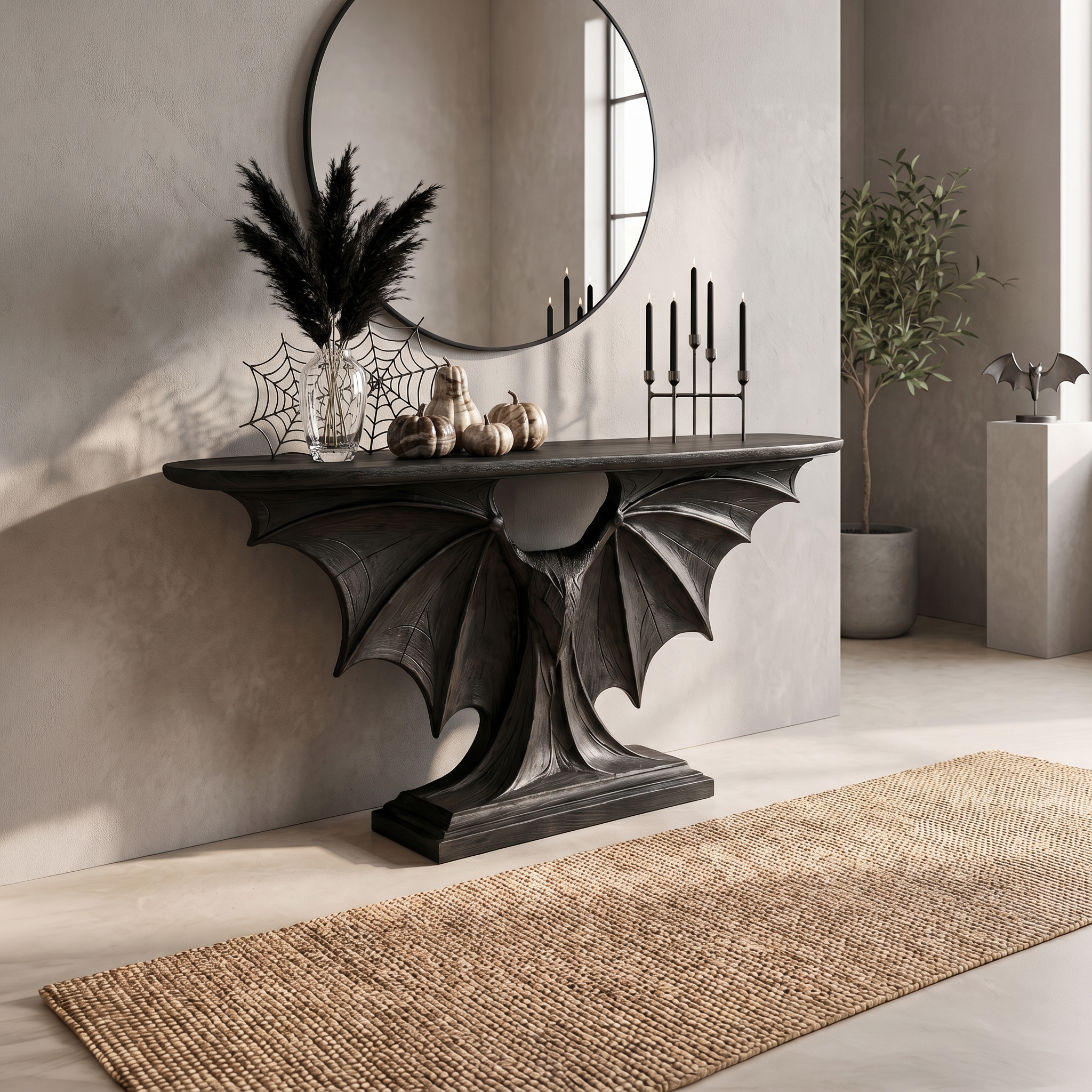 Modern Console Table Handcrafted Sculptural Design For Living Room Entryway