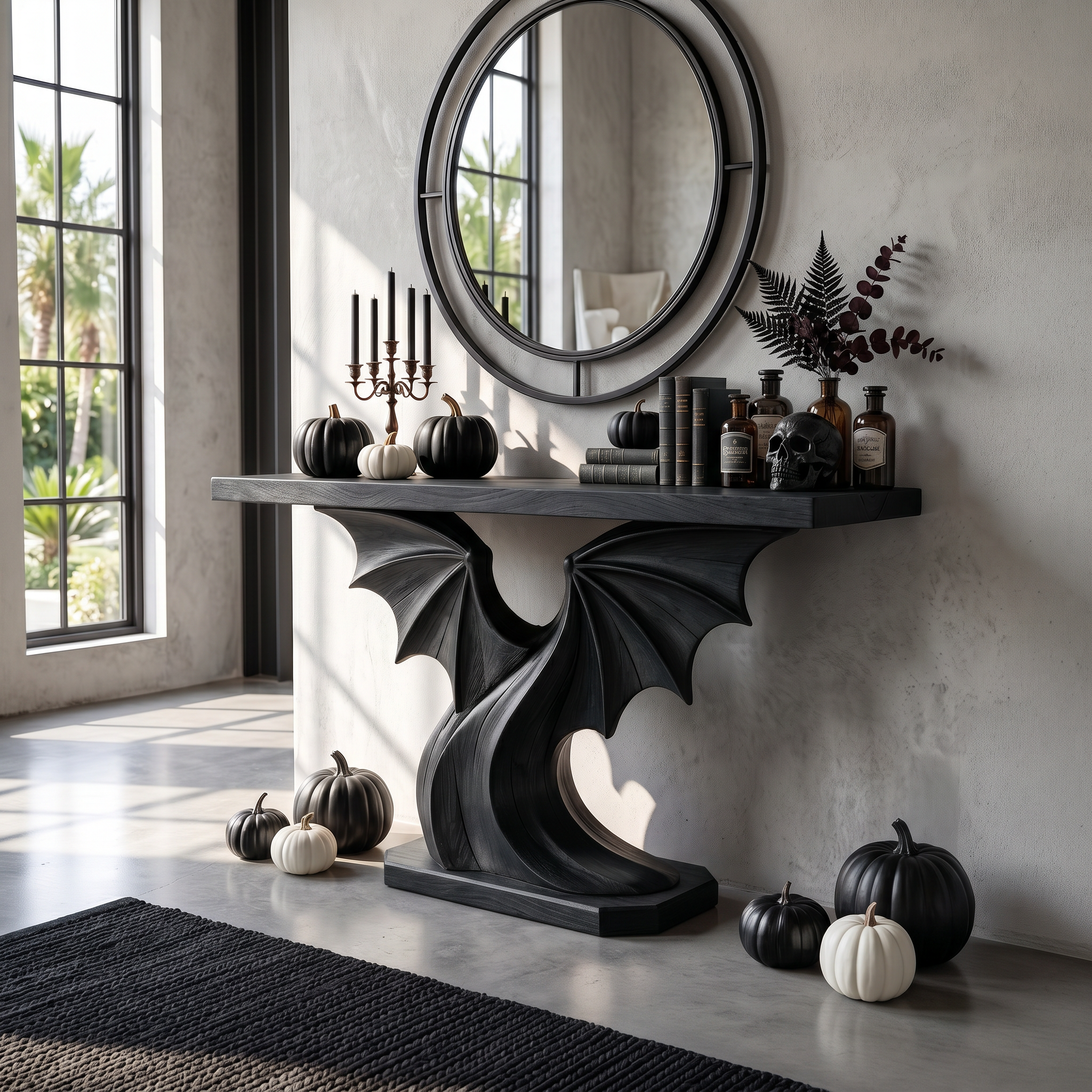 Modern Console Table Handcrafted Organic Sculptural Design For Entryway Hallway
