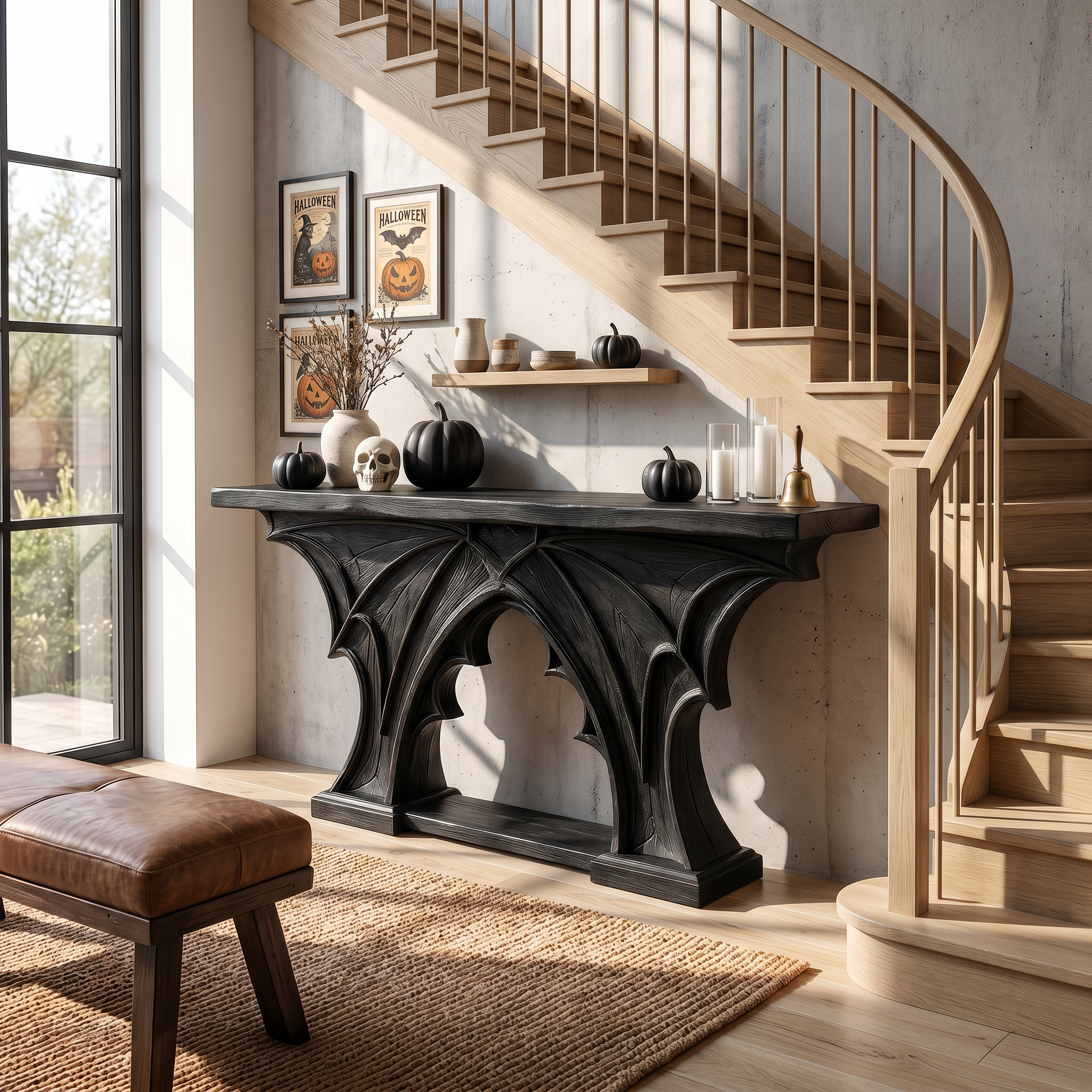 Rustic Console Table Handcrafted Live Edge Design For Hallway