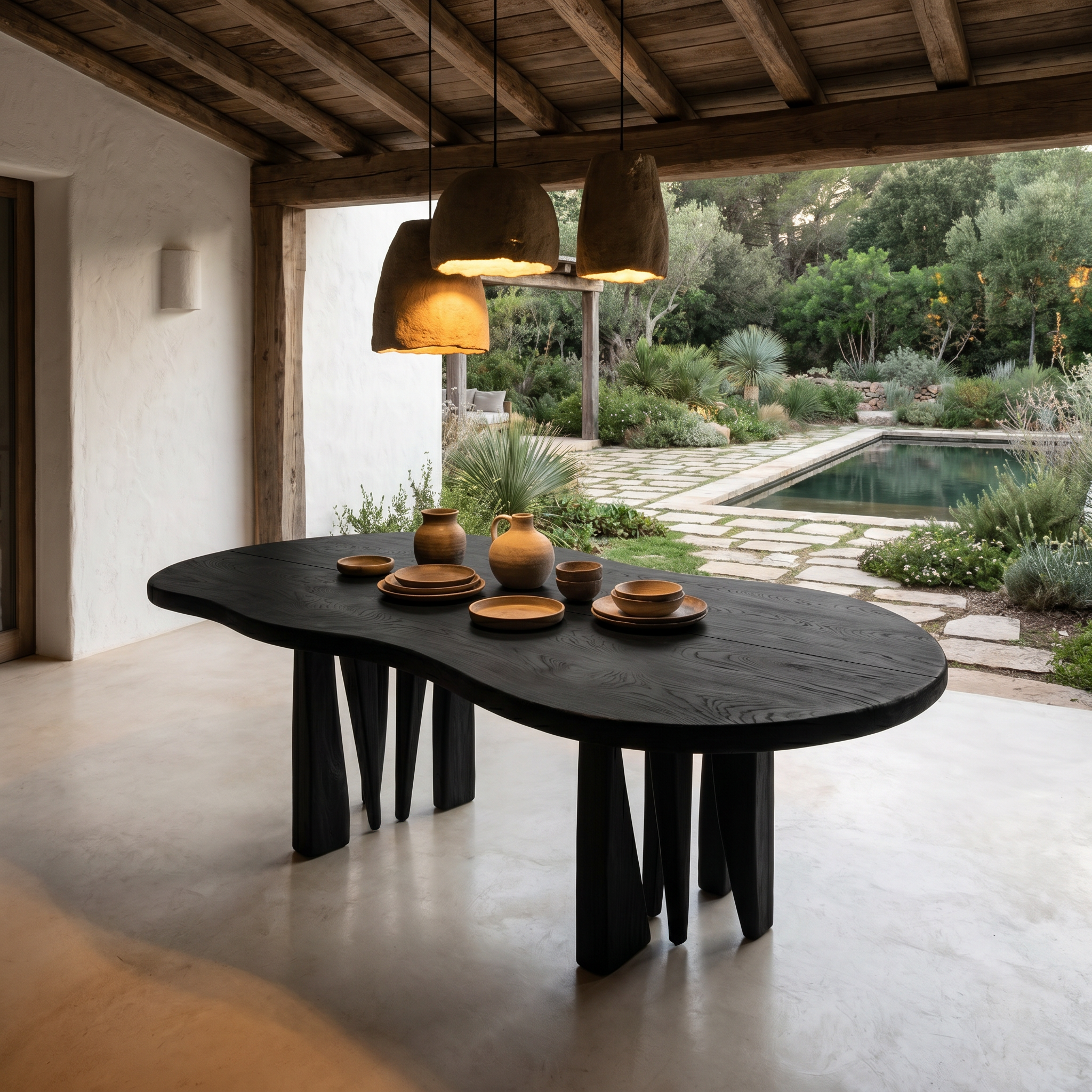 Modern Oval Dining Table Handcrafted Solid Wood Dining Table For Dining Room