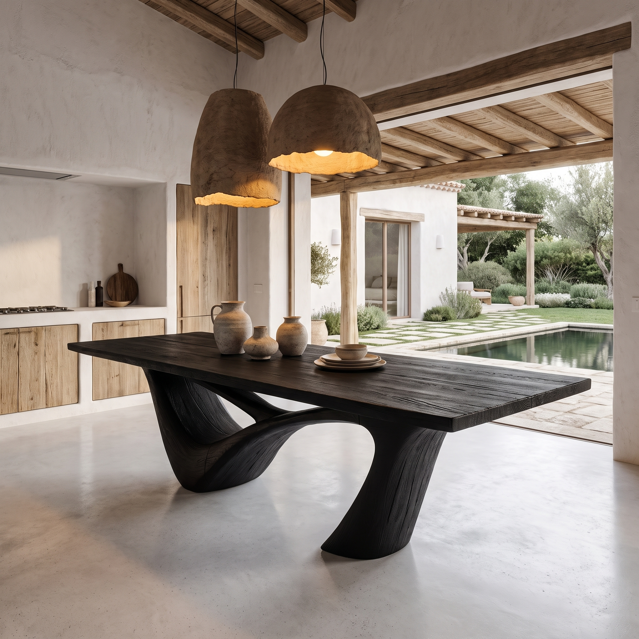 Minimalist Wing Pedestal Dining Table Solid Wood Dining Table For Dining Room