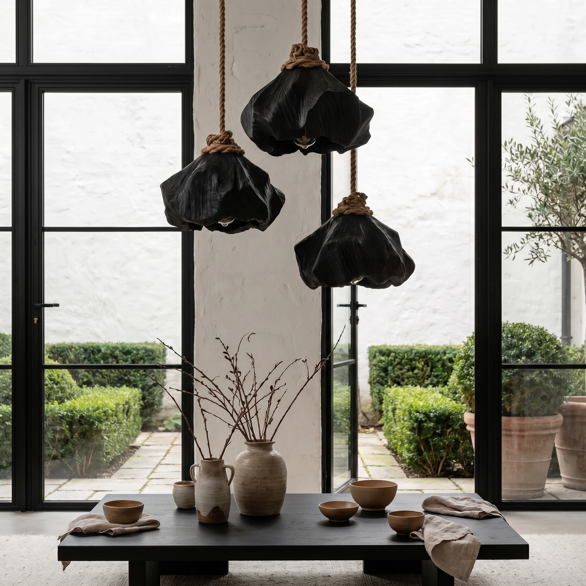 Handmade Wooden Pendant Lamp With Unique Sculptural Shape For Living Room