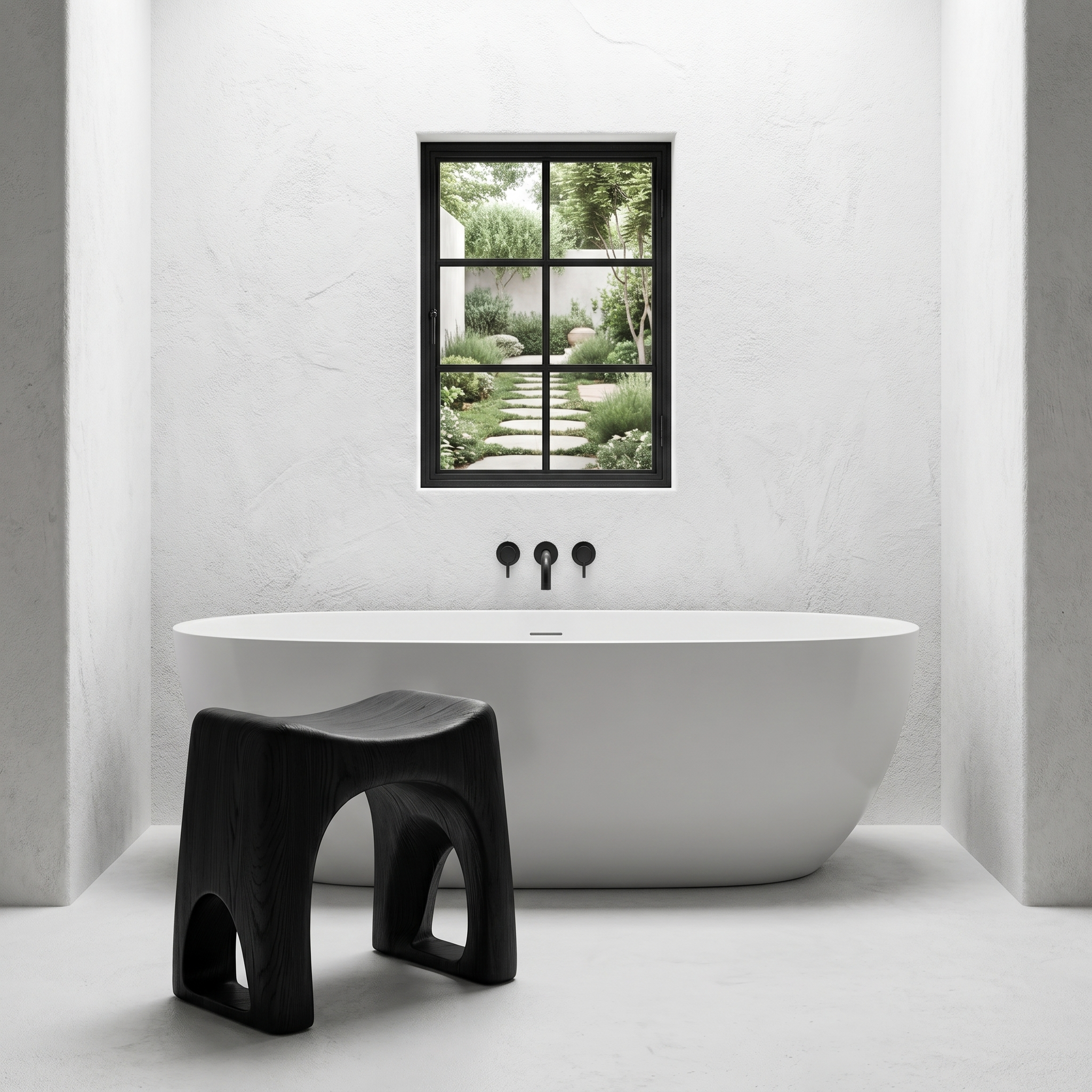 Minimalist Bathroom Stool With Organic Solid Wood Design For Bathroom