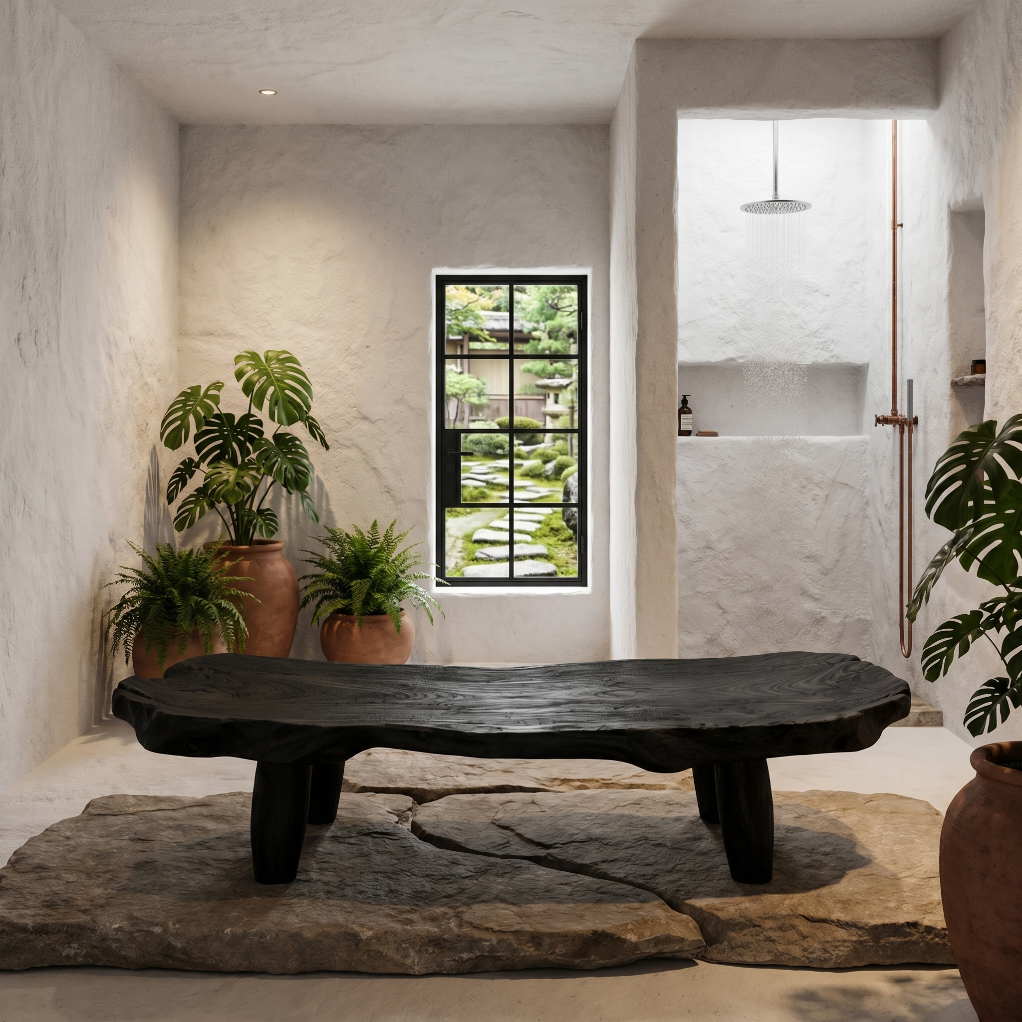 Organic Live Edge Shower Bench For Bathroom