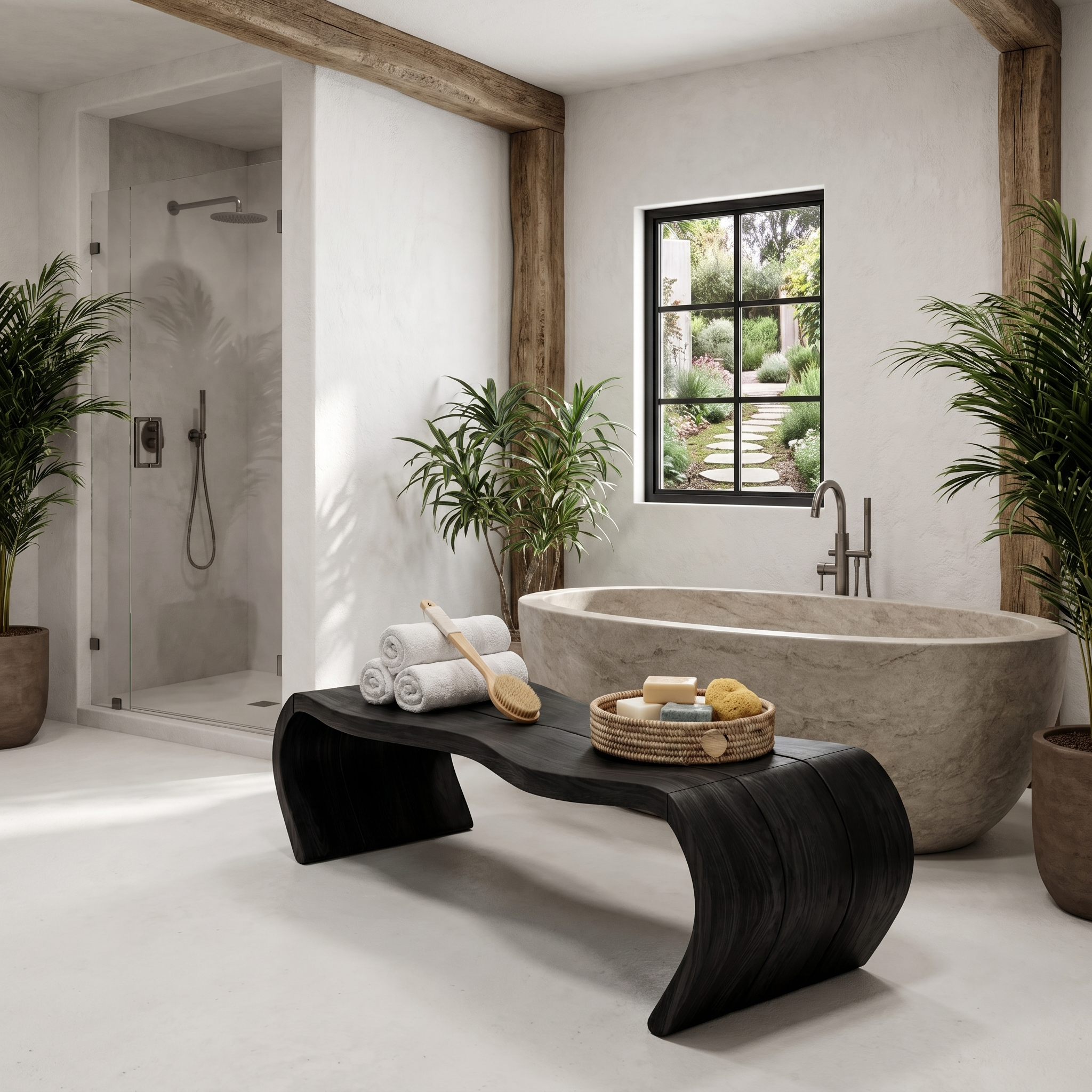 Handcrafted Wooden Shower Bench For Bathroom