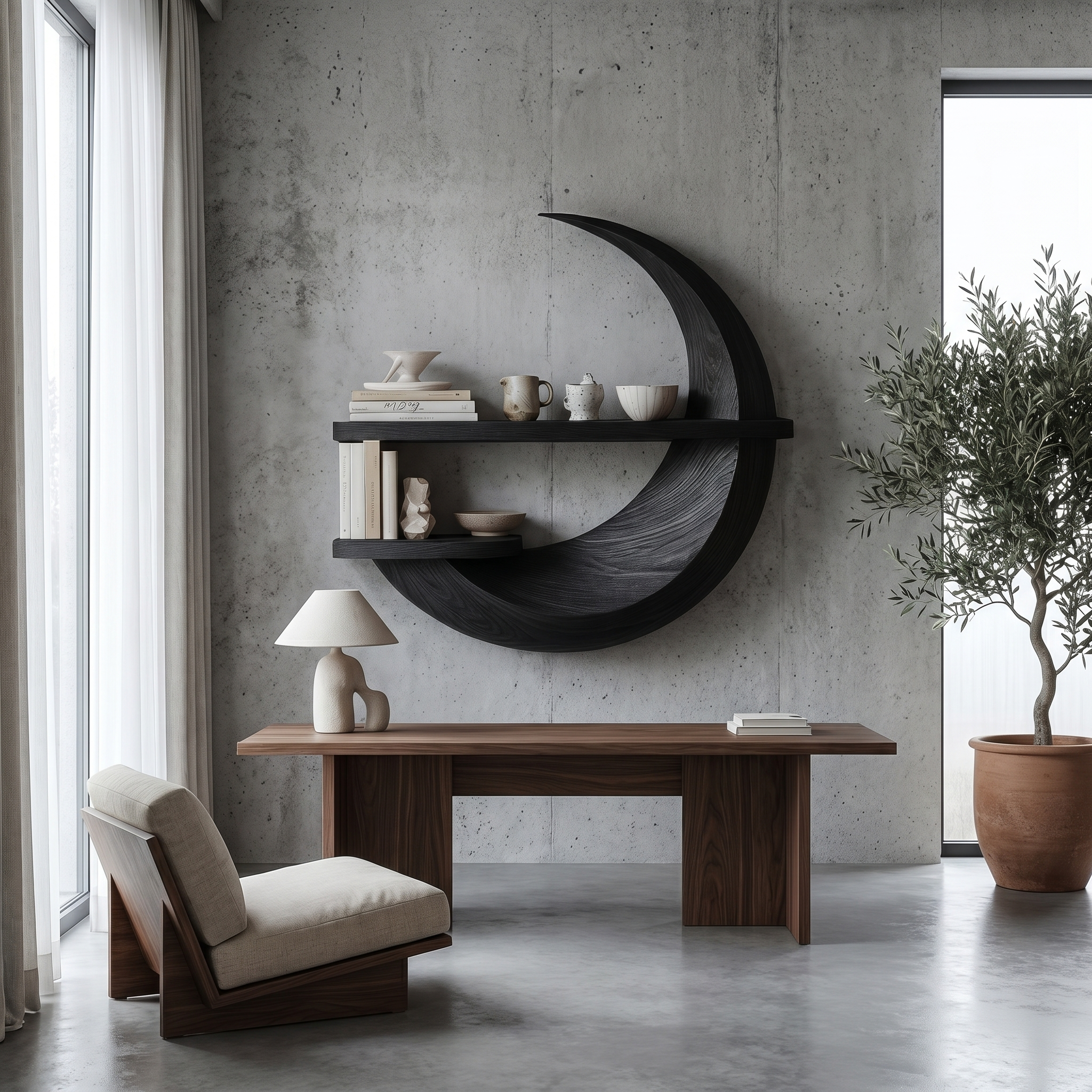 Rustic Floating Shelf With Natural Wood Display Storage For Living Room