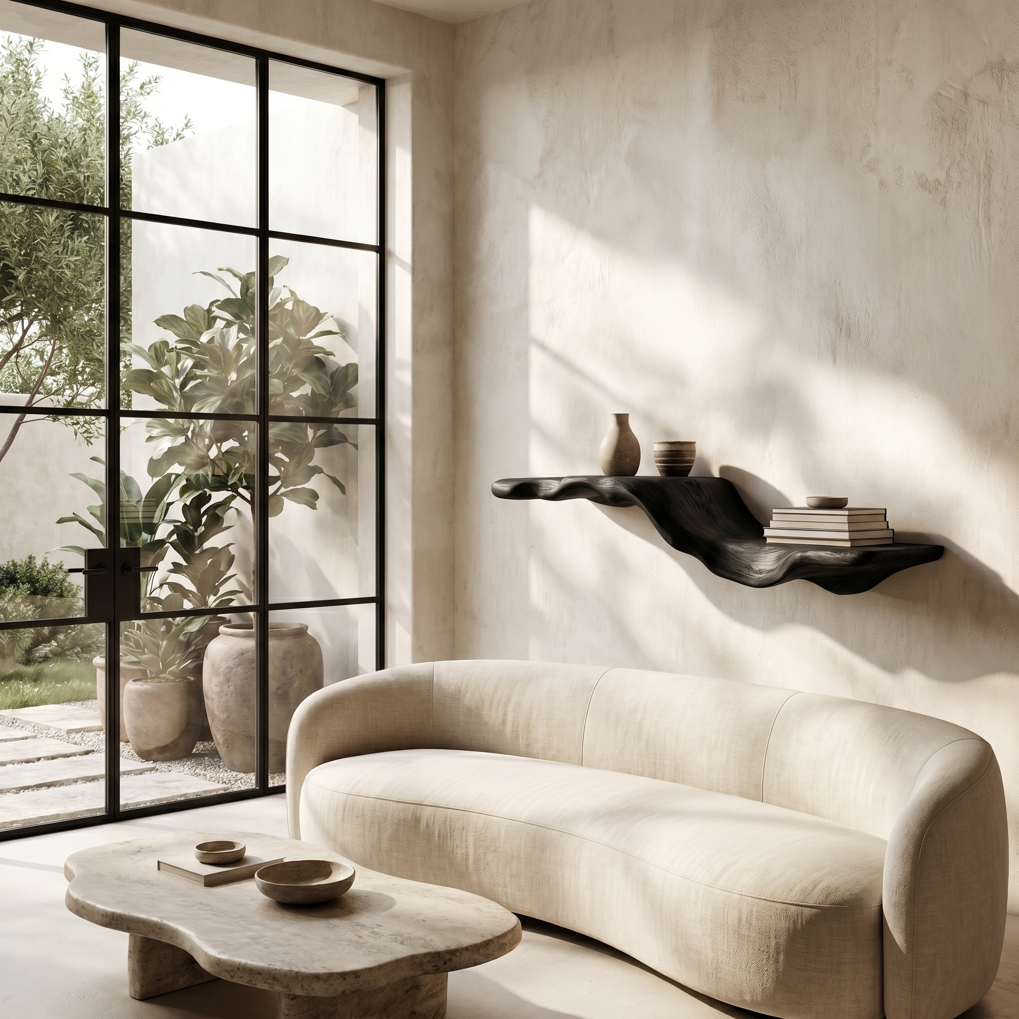 Organic Floating Shelf With Flowing Tree Branch Design For Living Room And Bedroom