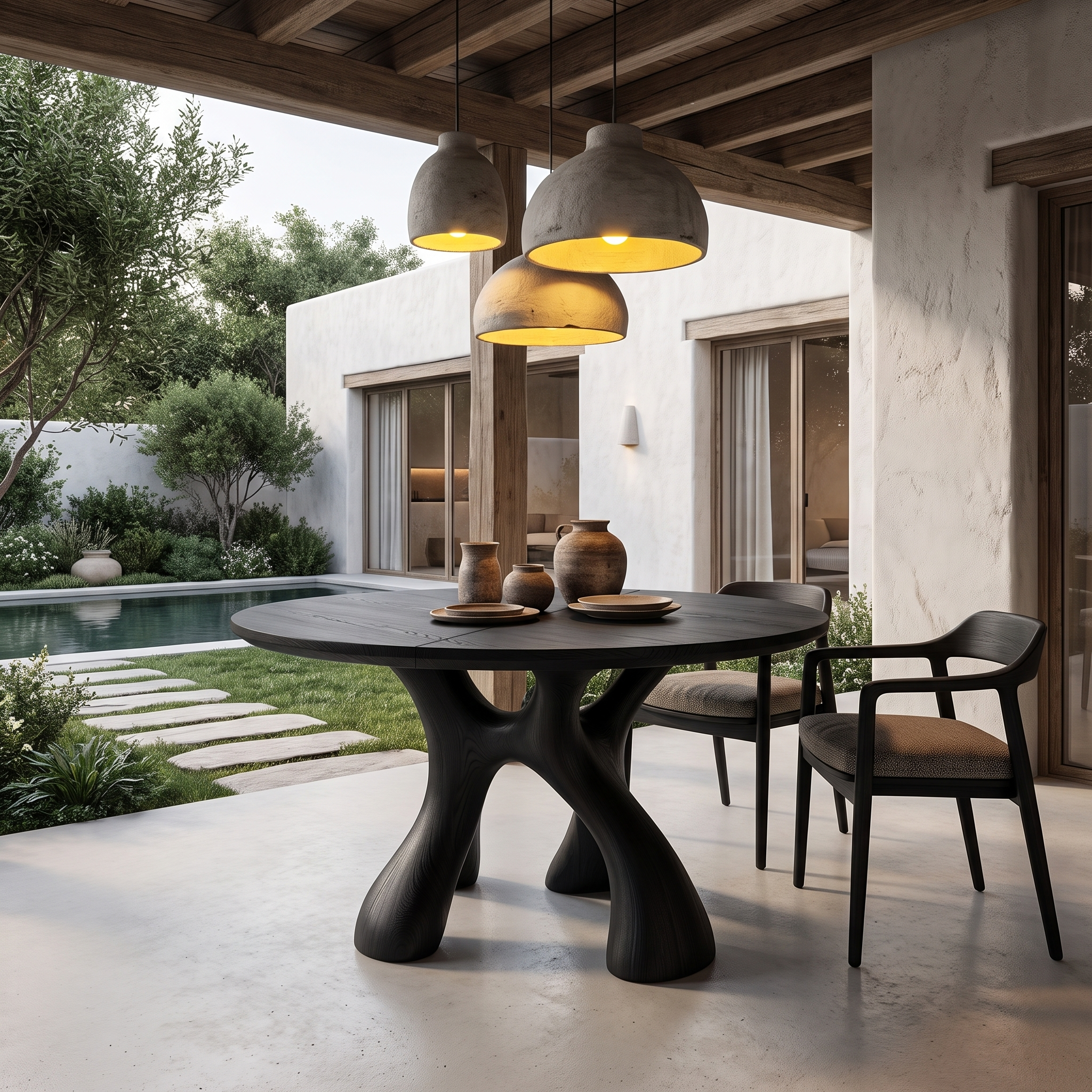 Organic Round Dining Table With Sculptural Infinity Design For Dining Room And Kitchen