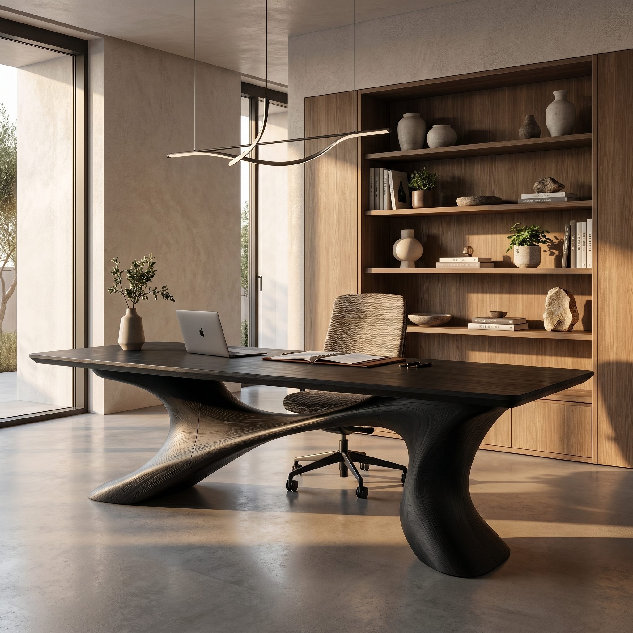 Sculptural Office Desk Organic Modern Furniture For Executive Workspace