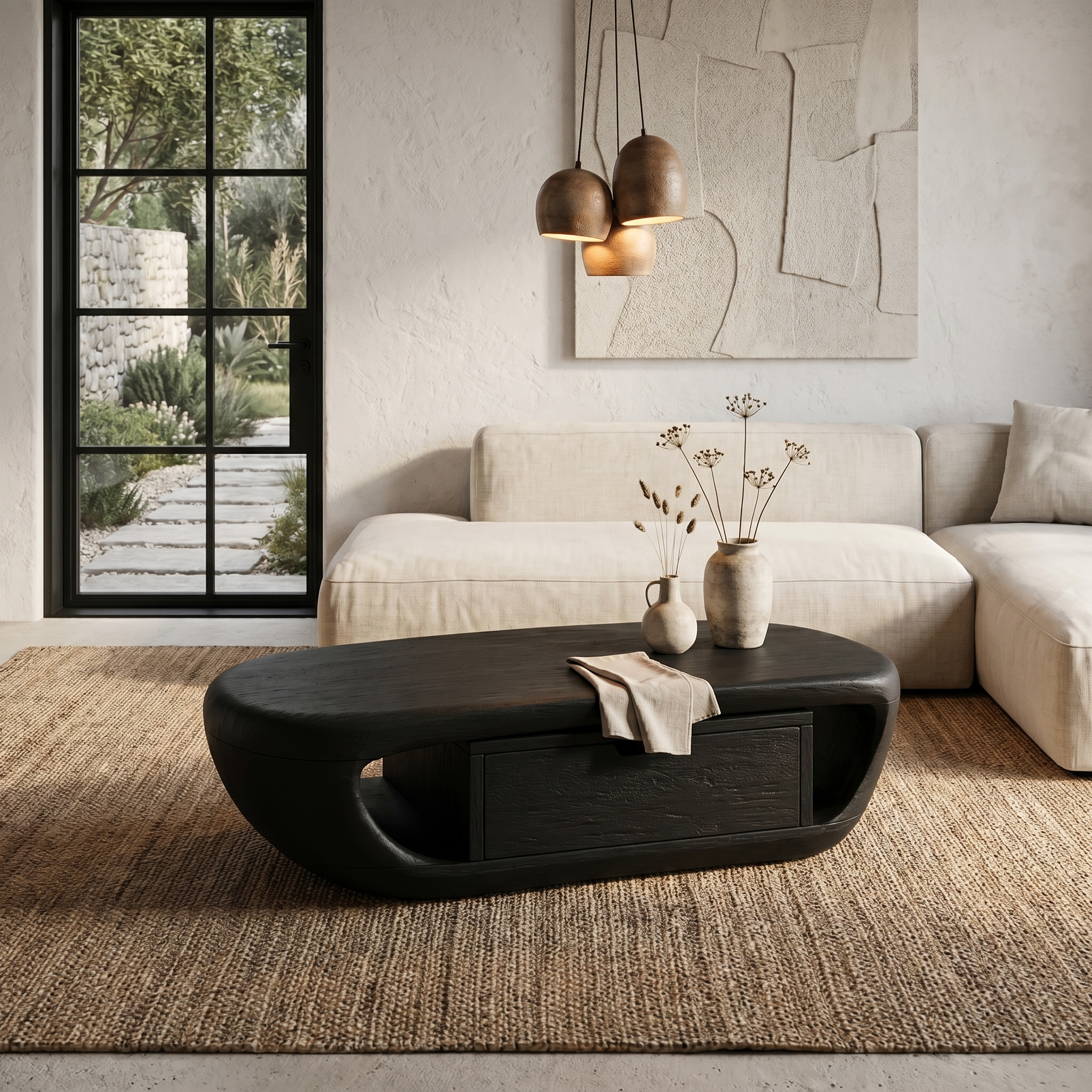 Modern Coffee Table With Built In Storage Shelf For Living Room