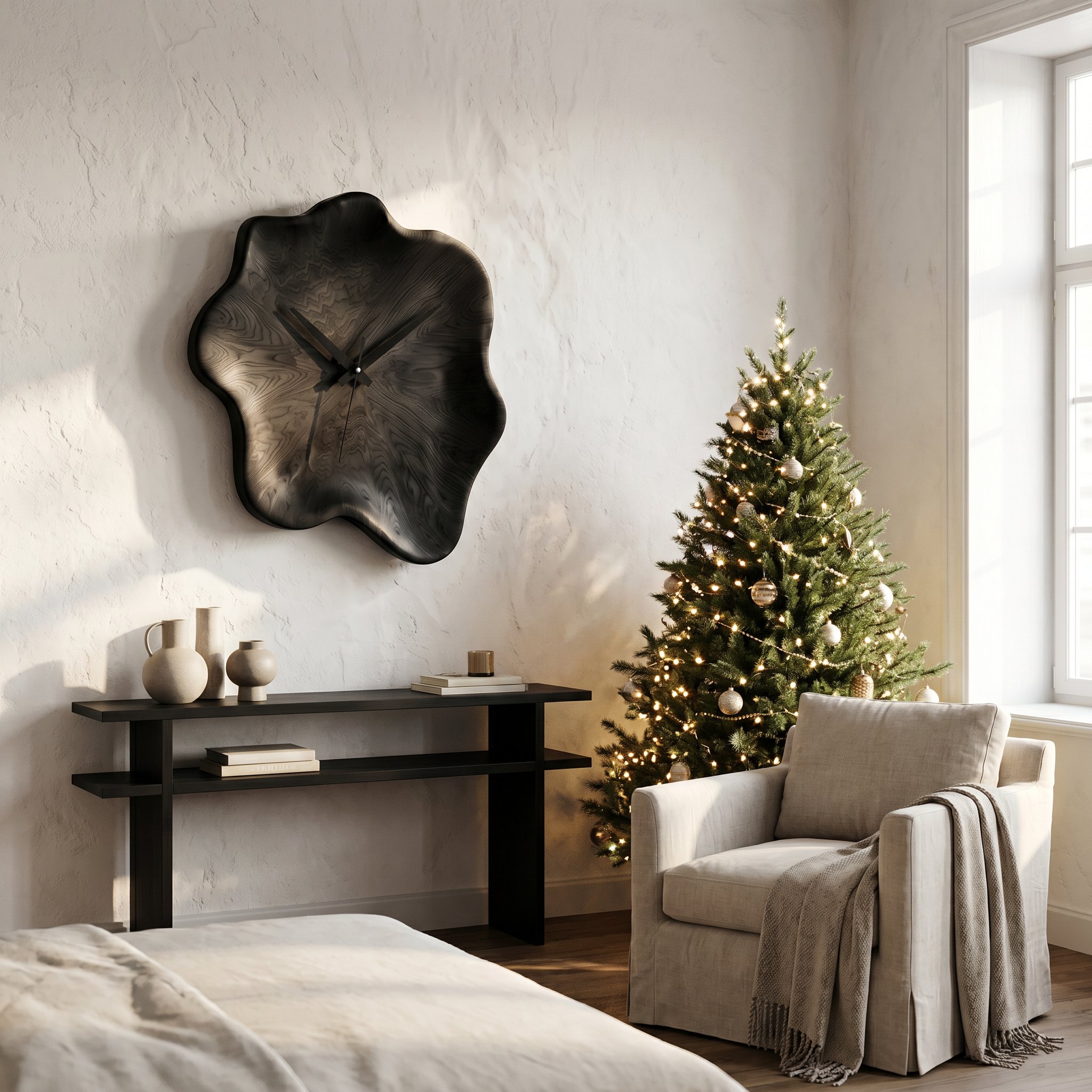 Organic Wall Clock With Natural Live Edge Design For Living Room And Entryway
