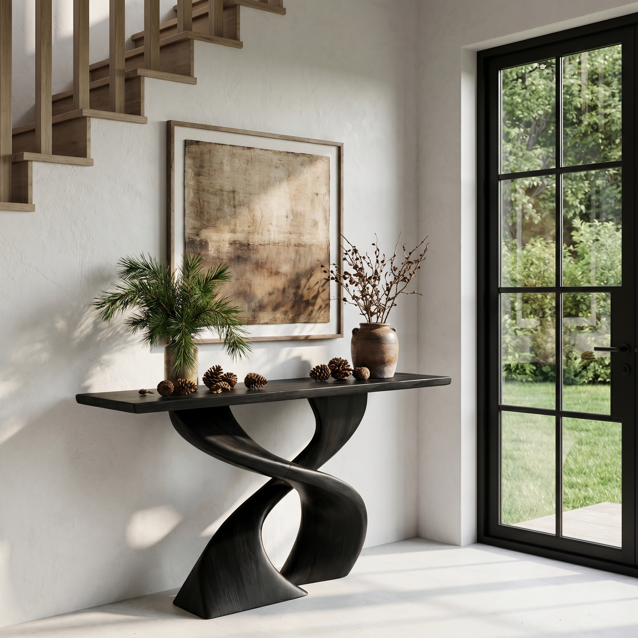Sculptural Console Table With Twisted Tree Inspired Design For Hallway