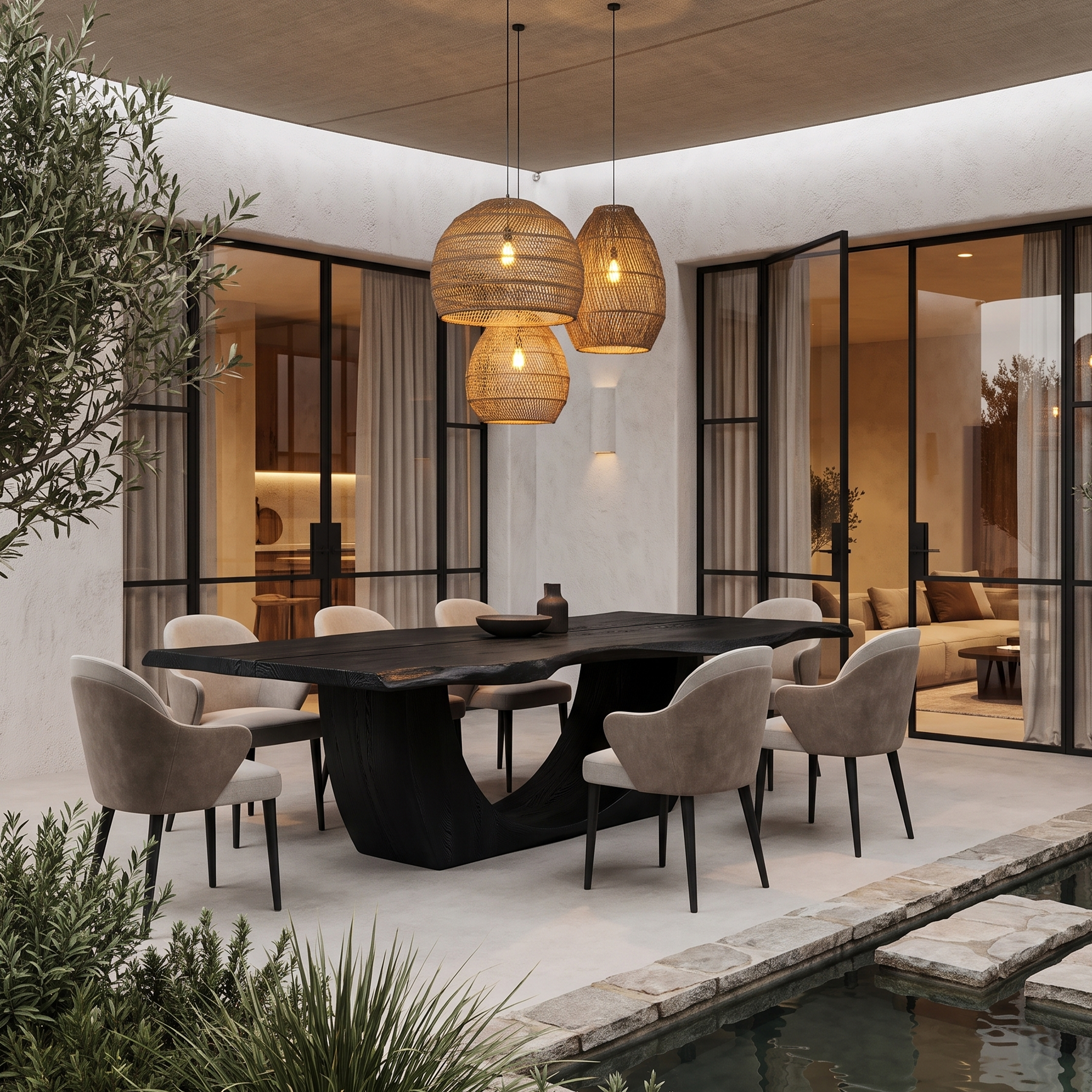 Modern Sculptural Dining Table Live Edge Wood Table For Dining Room