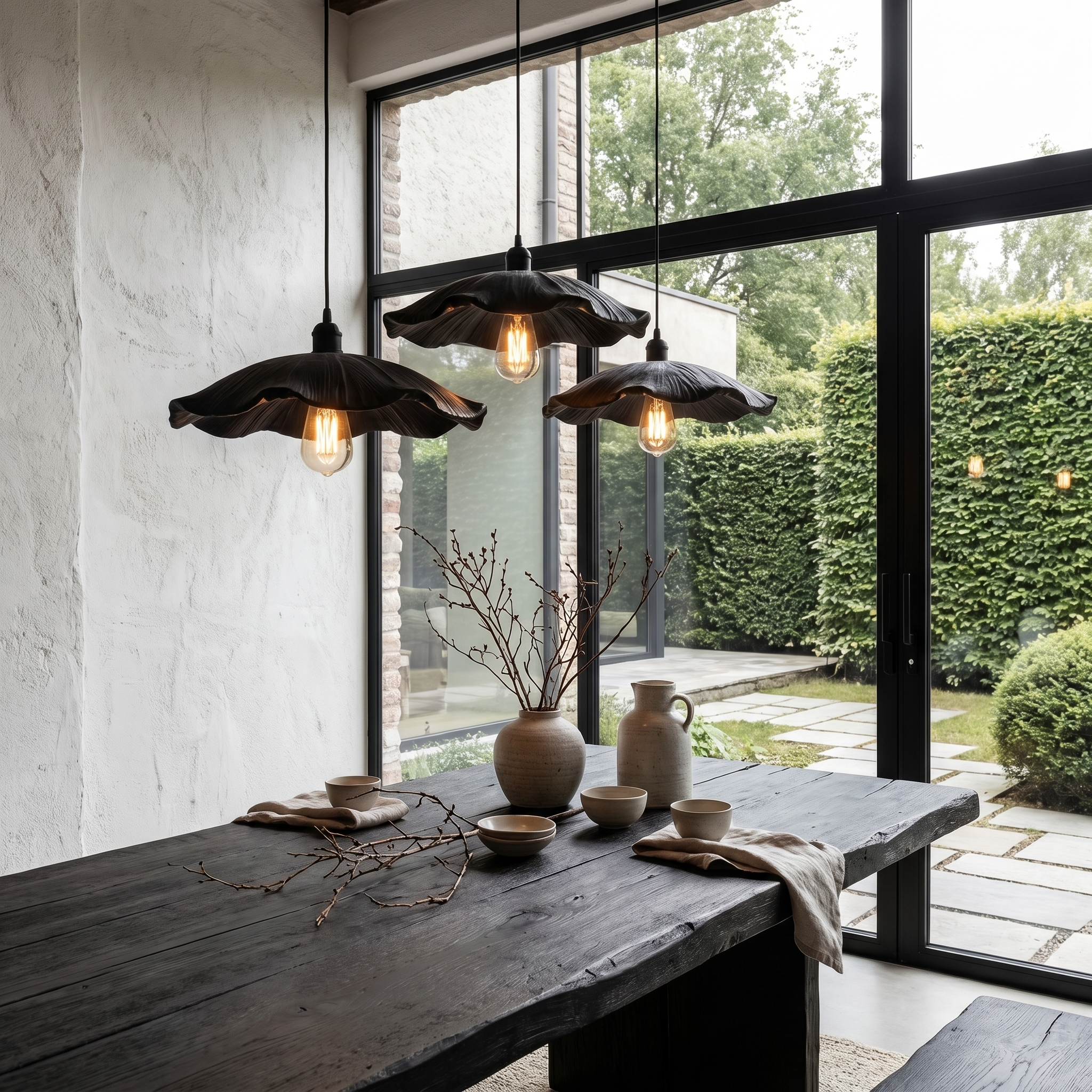 Bohemian Pendant Lamp With Wooden Leaf Shape Design For Living Room