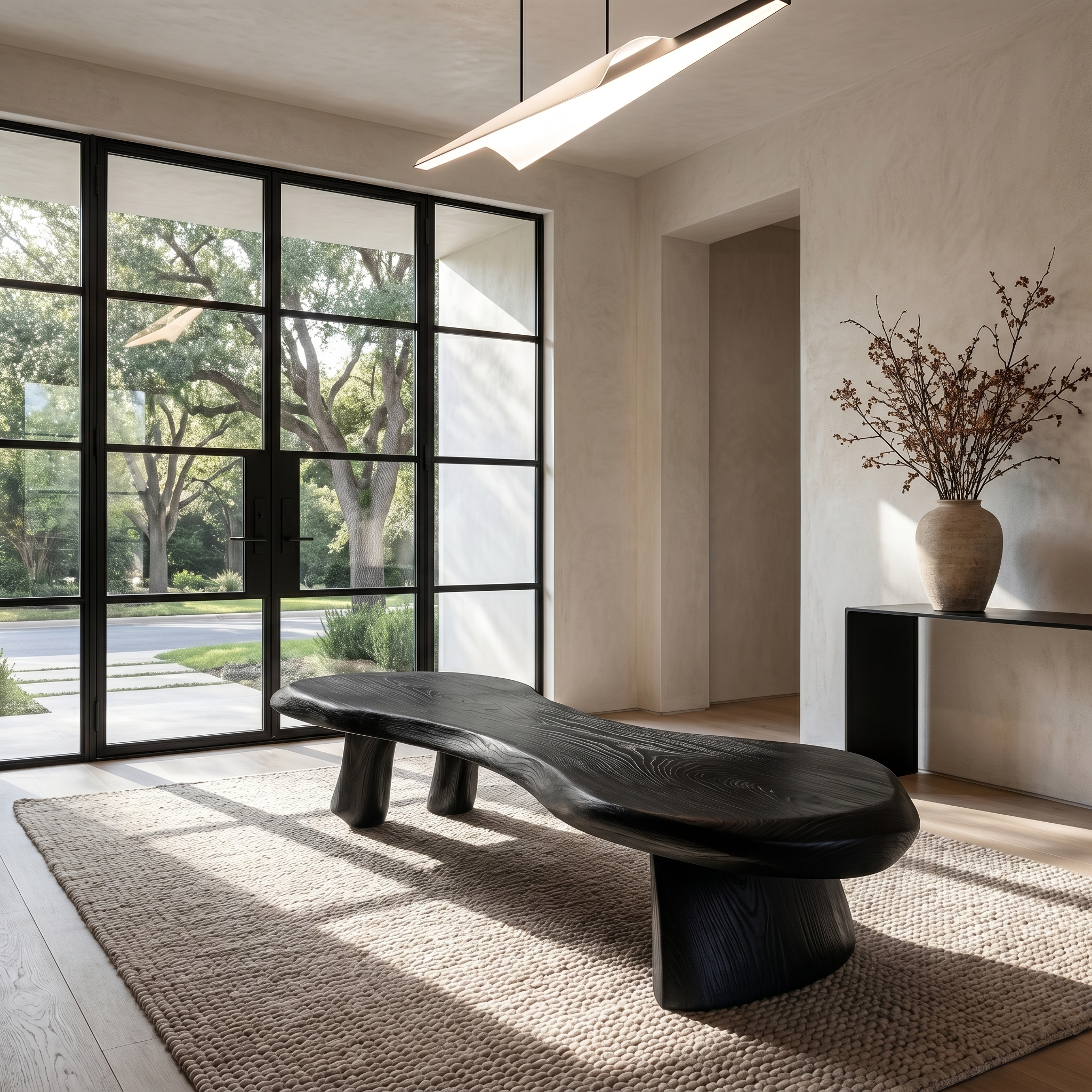 Rustic Bench Natural Tree Slab Design For Entryway