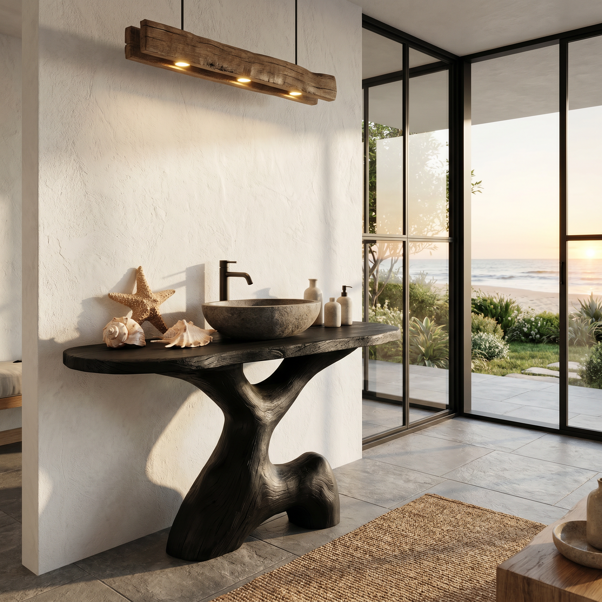Contemporary Sculptural Bathroom Vanity Freestanding Sink Console