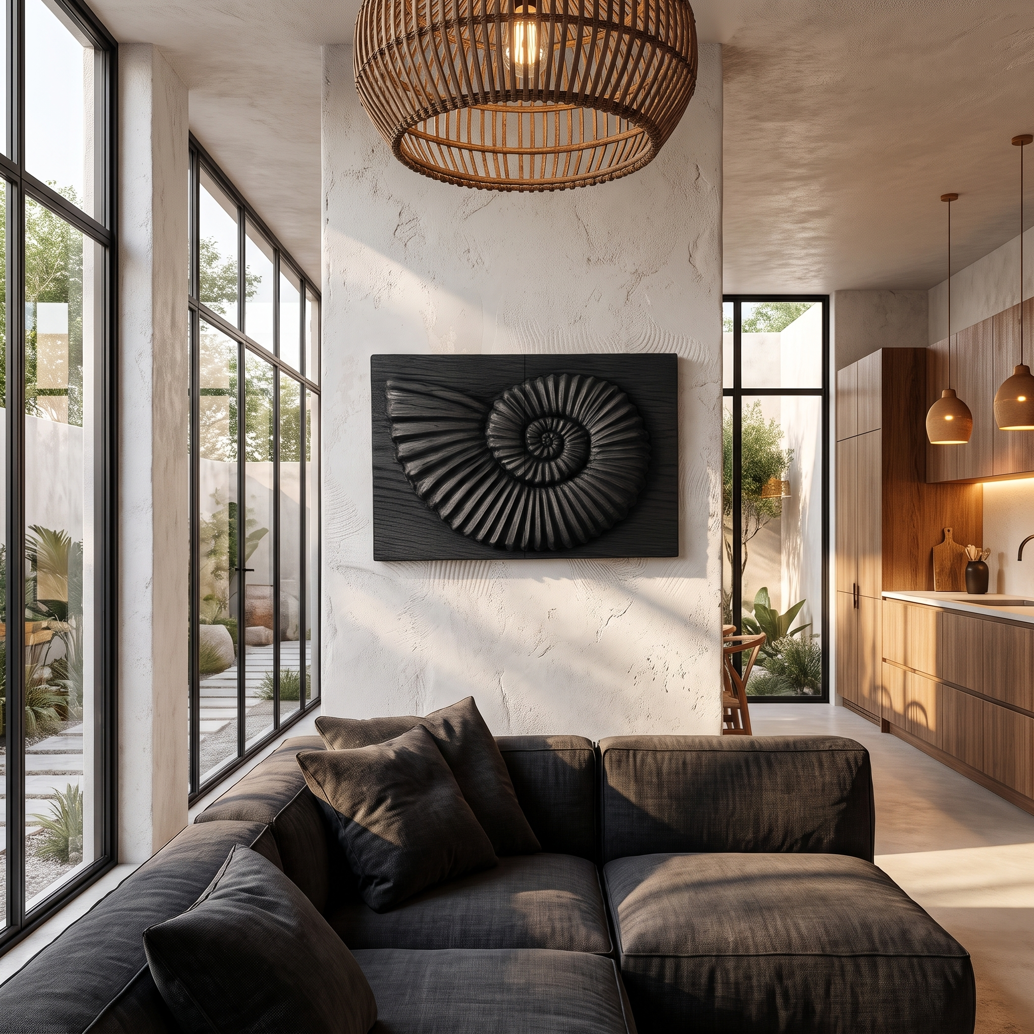 Modern Ammonite Fossil Decorative Wall Panel For Living Room