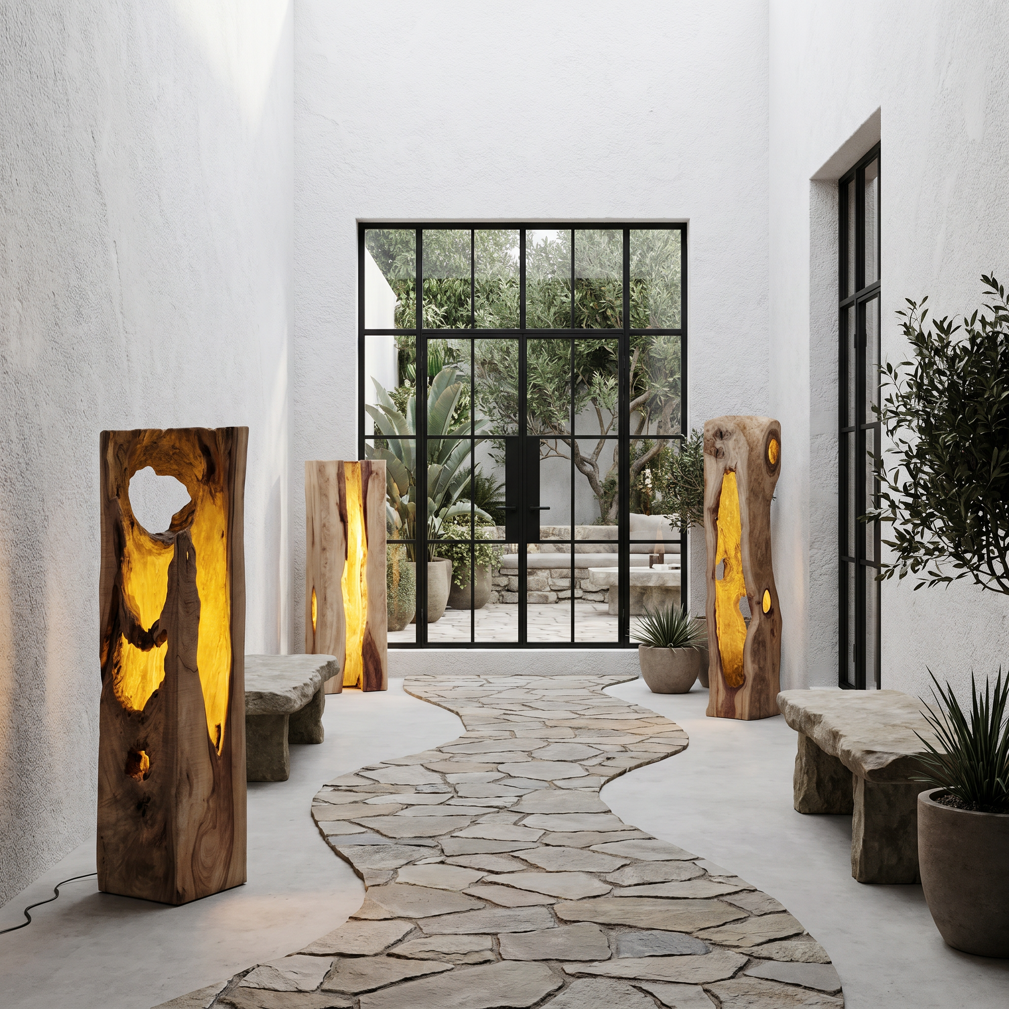 Rustic Floor Lamp With Natural Tree Trunk Design For Living Room And Bedroom