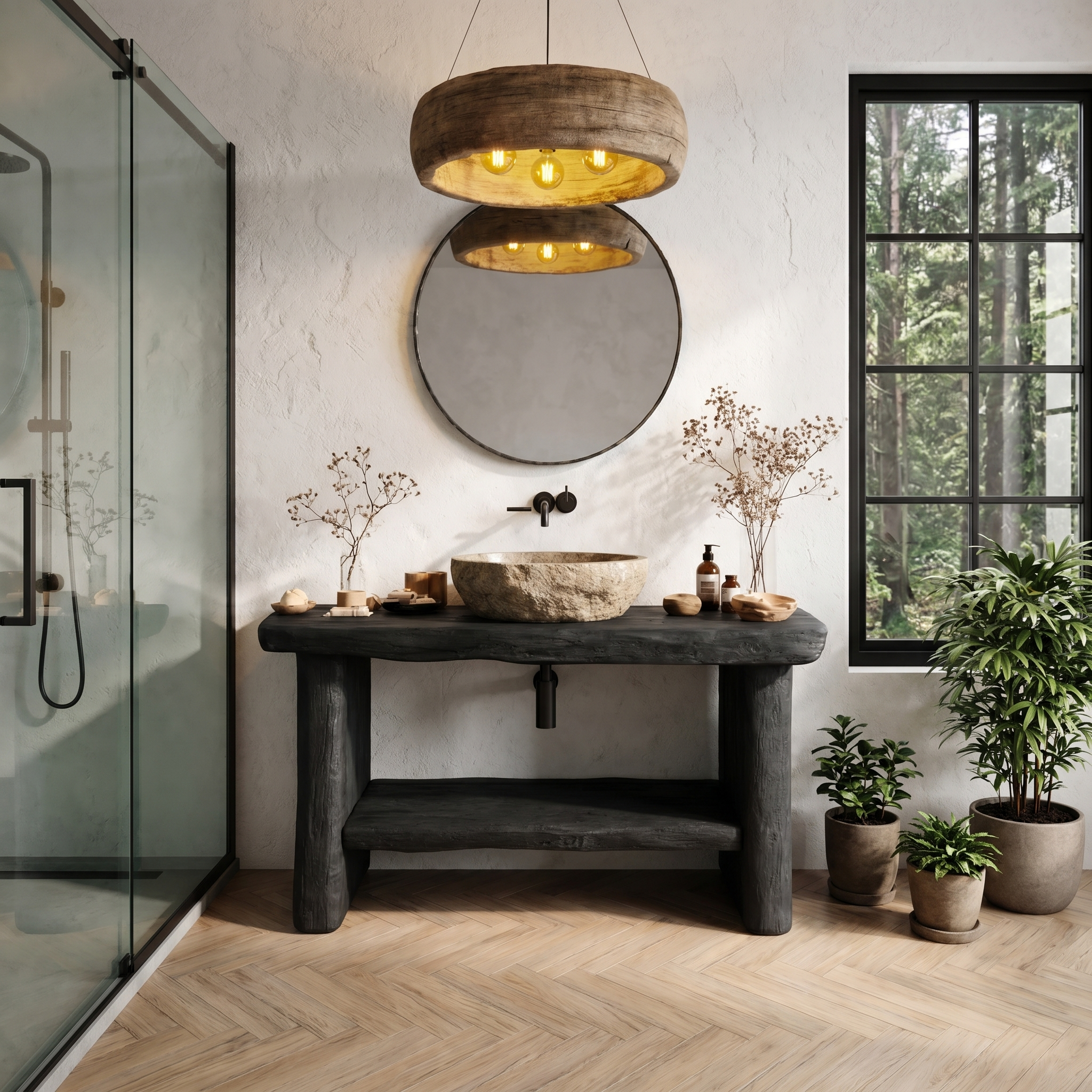 Farmhouse Bathroom Vanity With Open Shelf Storage And Solid Wood Frame For Bathroom And Powder Room