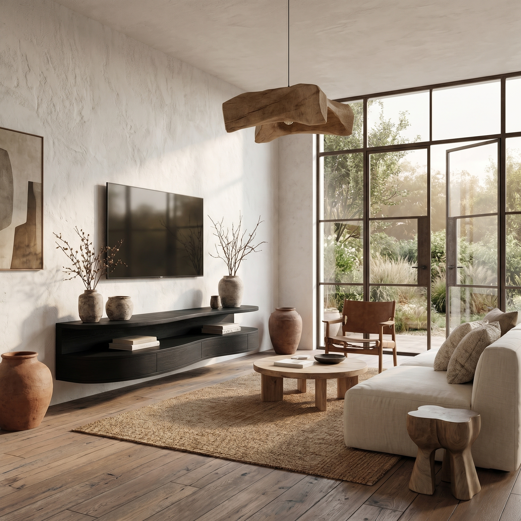 Contemporary Floating TV Stand With Built In Drawer Storage For Living Room