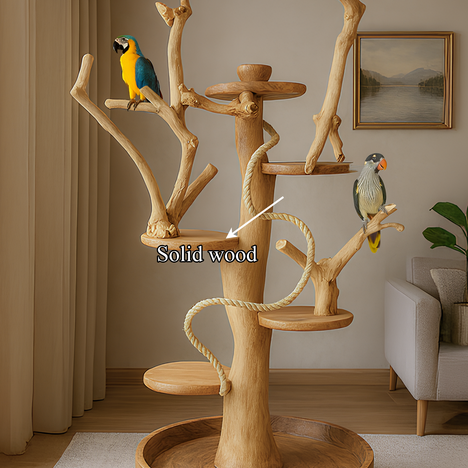 Natural Tree Parrot Playground For Living Room And Bird Space