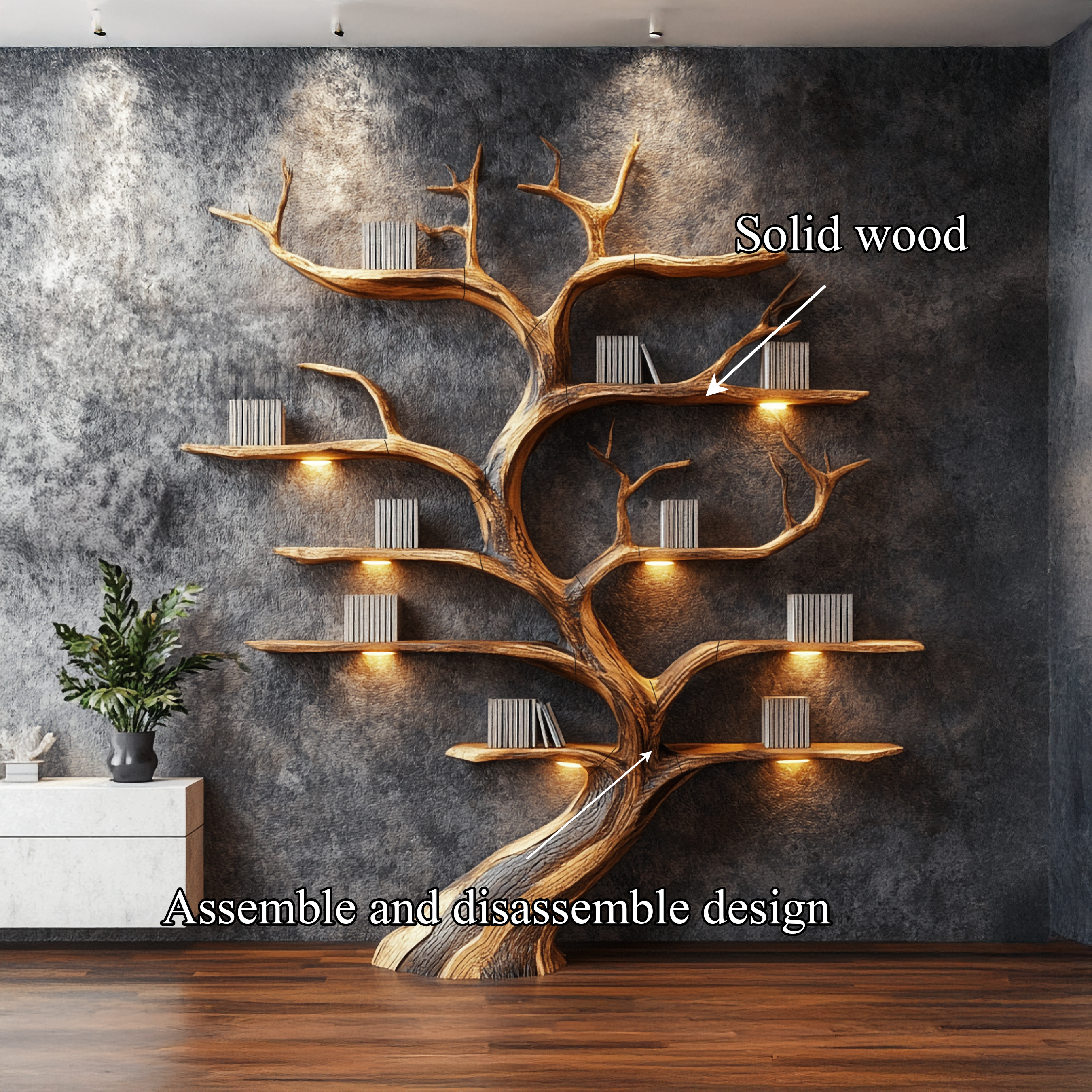 Rustic Tree Shelf Handmade Wood Wall Mounted Gift