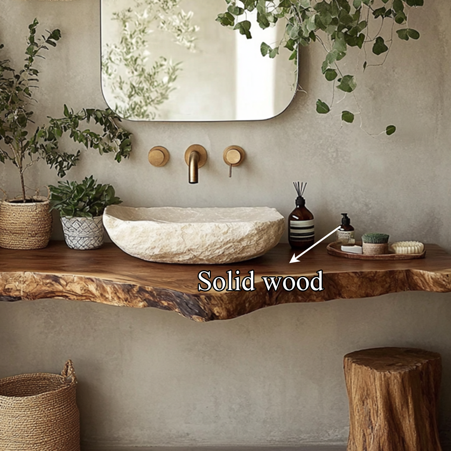 Midcentury Live Edge Shelf Vanity Bathroom