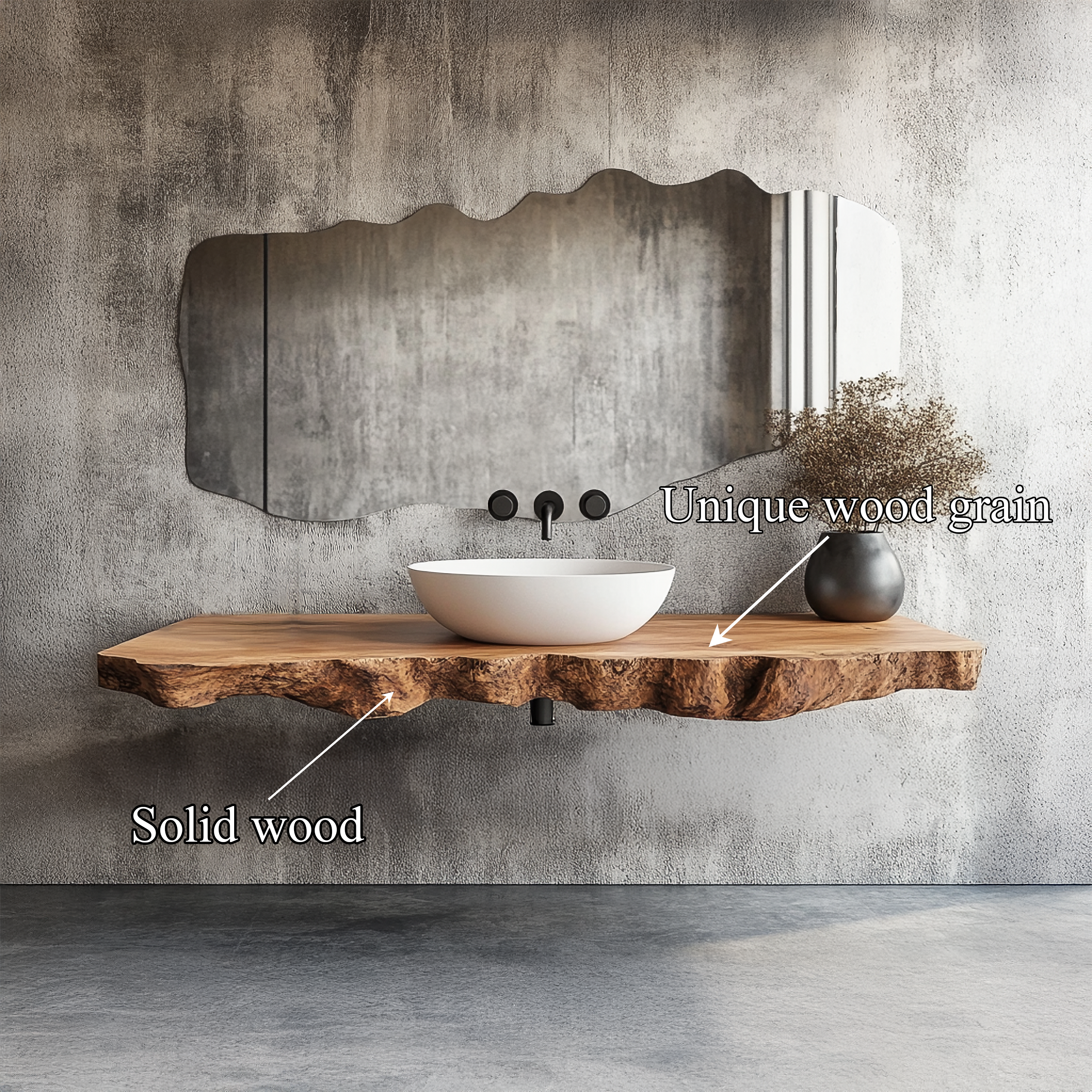 Rustic Bathroom Vanity Shelf Organic Edge Wood Bathroom Furniture