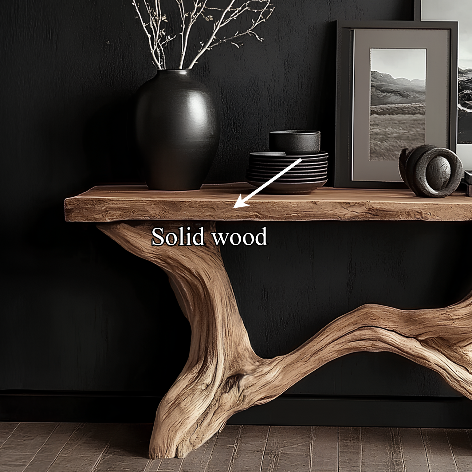 Live Edge Console Table Solid Wood Rustic Driftwood Gift