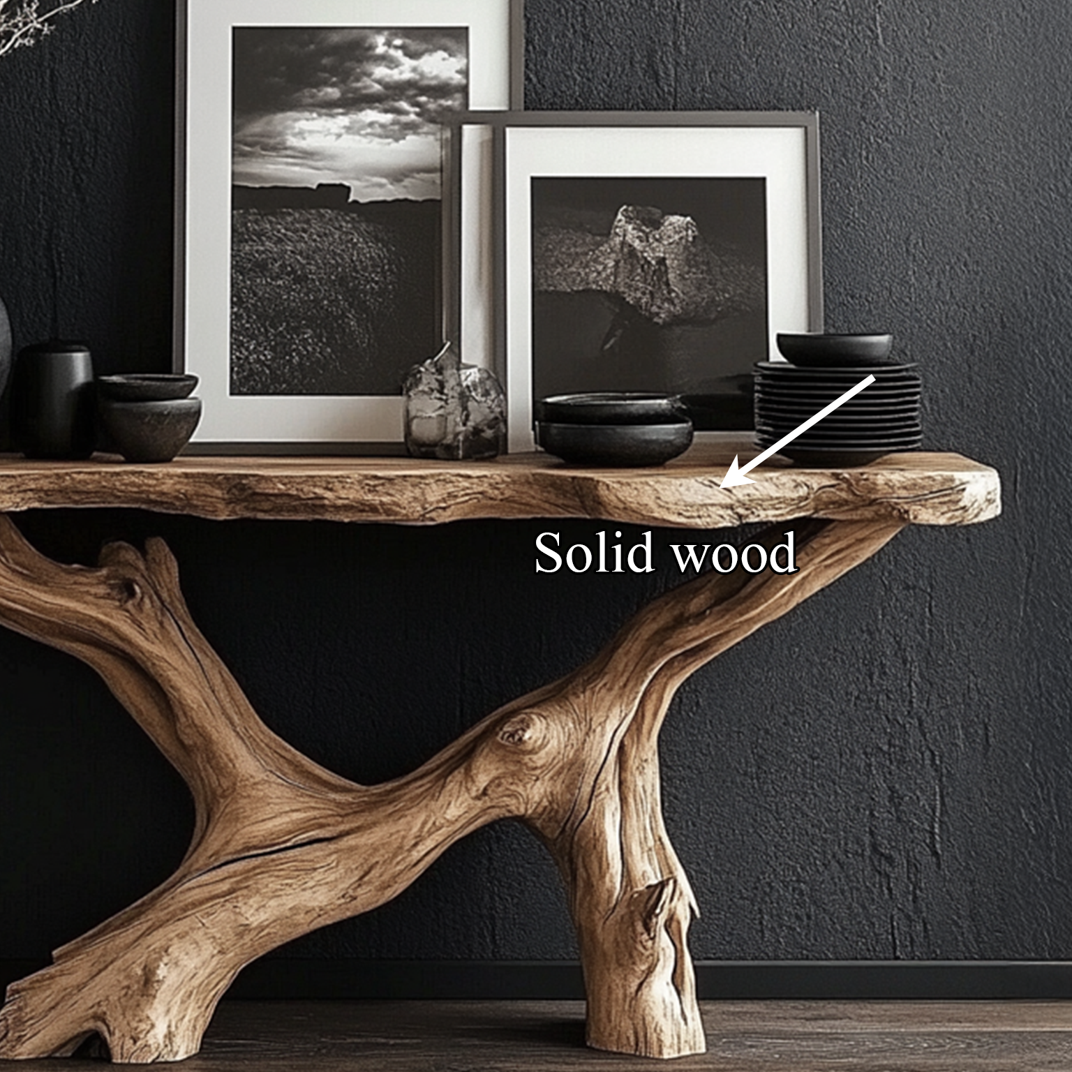 Live Edge Console Table Natural Wood Rustic Handmade Gift