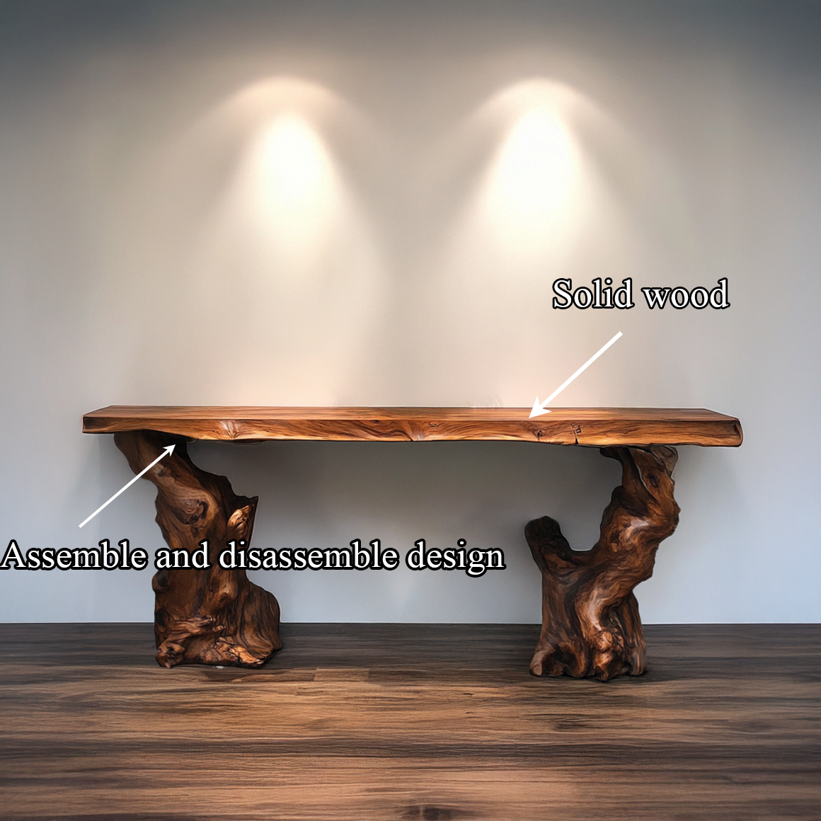 Mid Century Console Table Sculptural Wave Base Studio Apartment